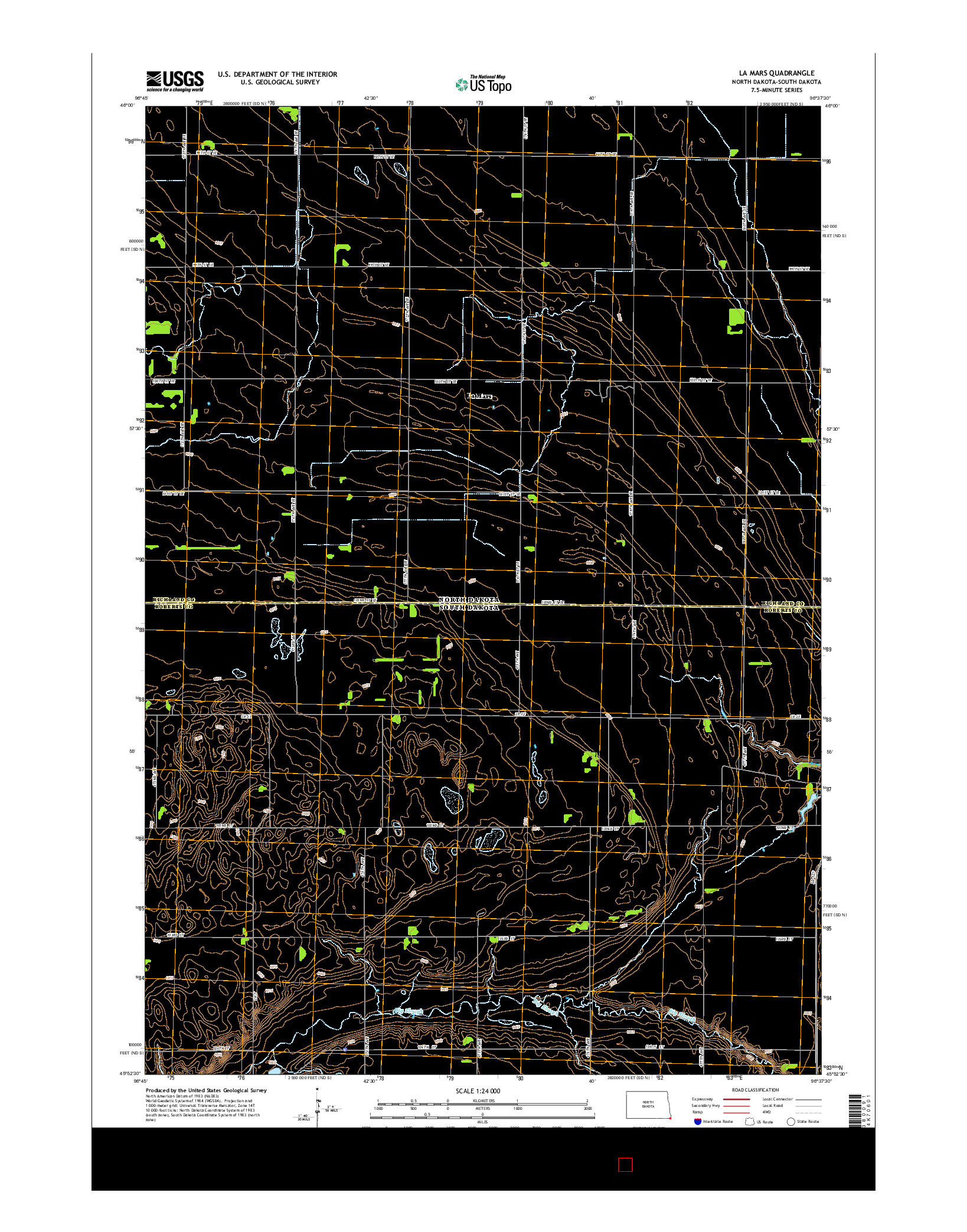 USGS US TOPO 7.5-MINUTE MAP FOR LA MARS, ND-SD 2014