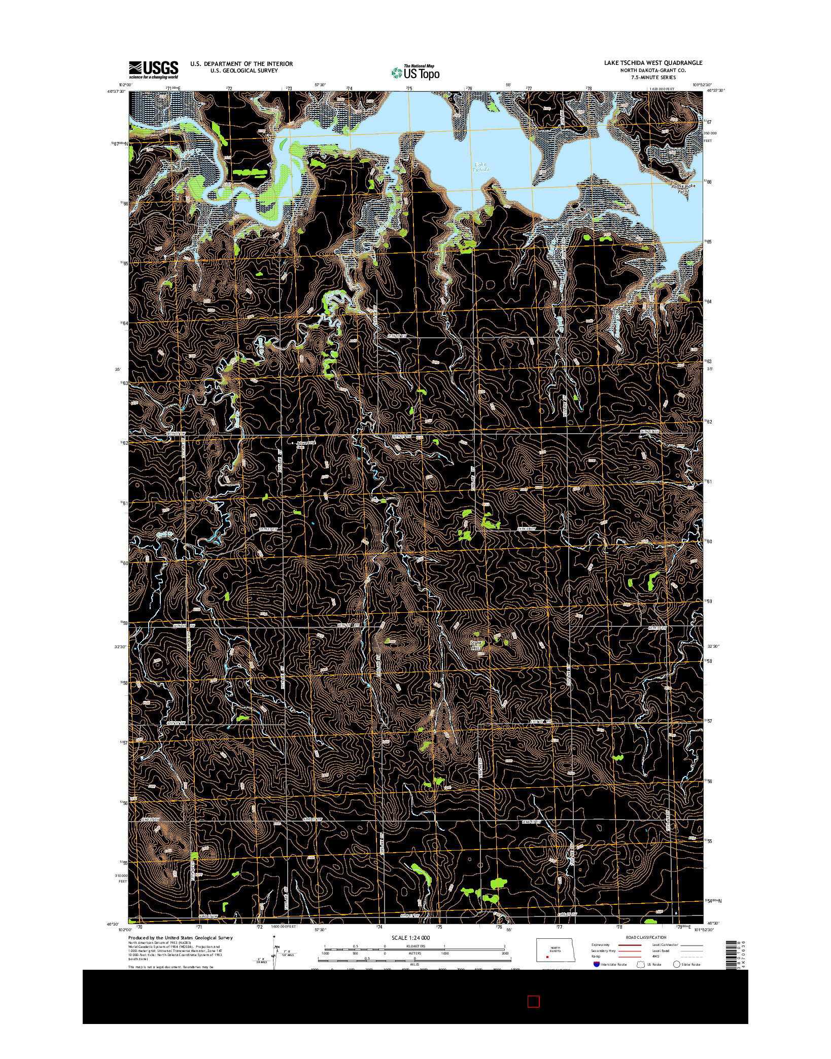 USGS US TOPO 7.5-MINUTE MAP FOR LAKE TSCHIDA WEST, ND 2014