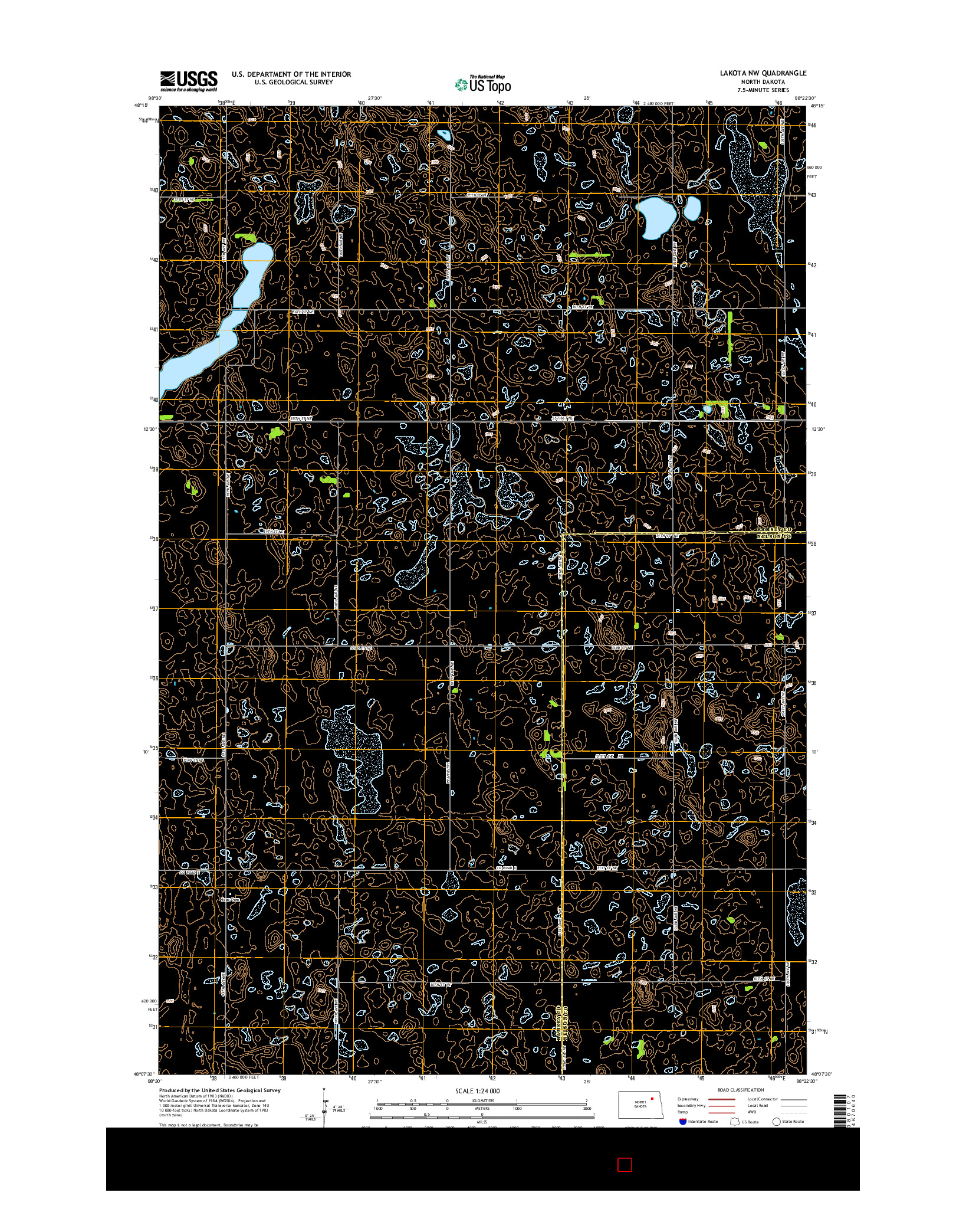 USGS US TOPO 7.5-MINUTE MAP FOR LAKOTA NW, ND 2014