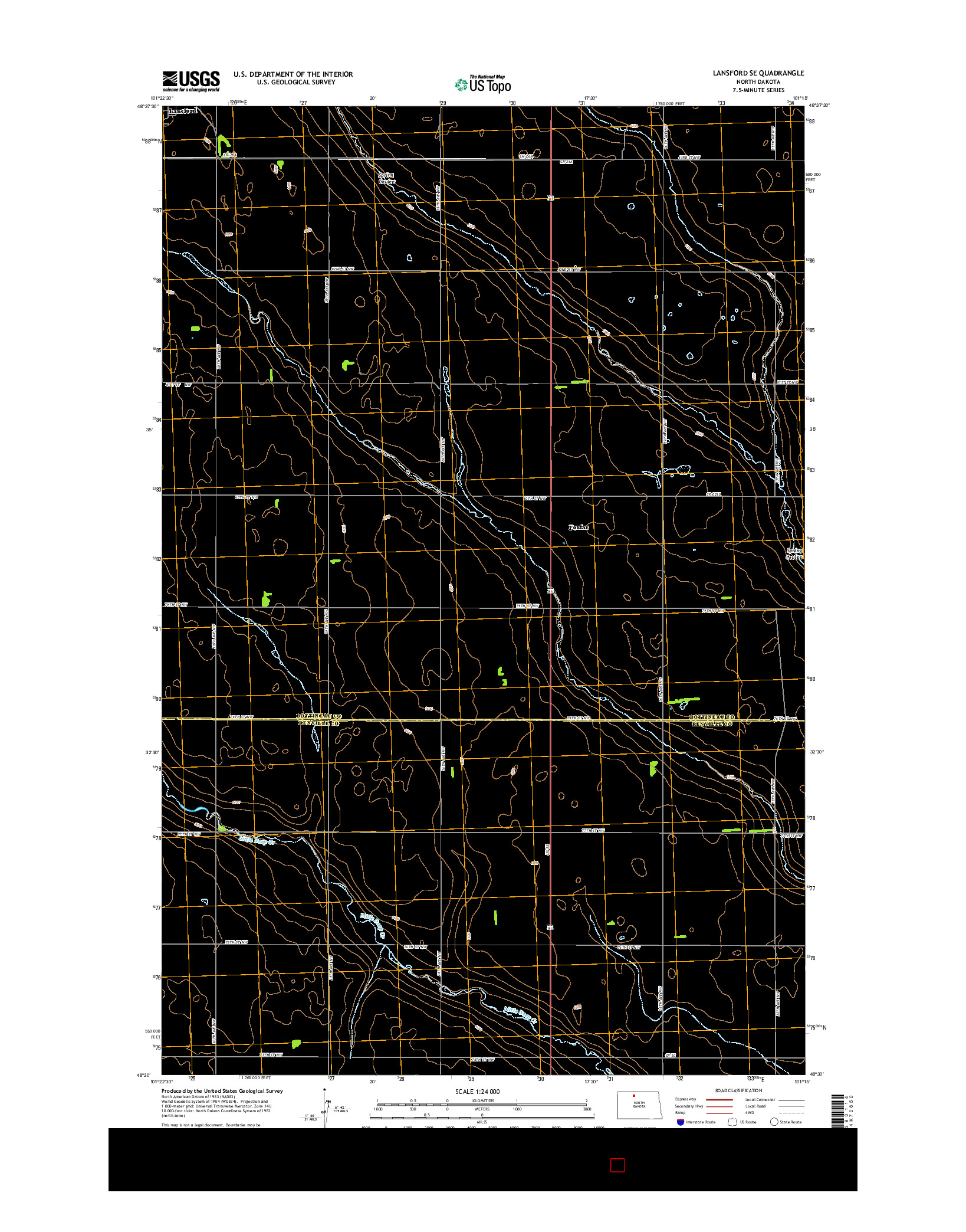 USGS US TOPO 7.5-MINUTE MAP FOR LANSFORD SE, ND 2014