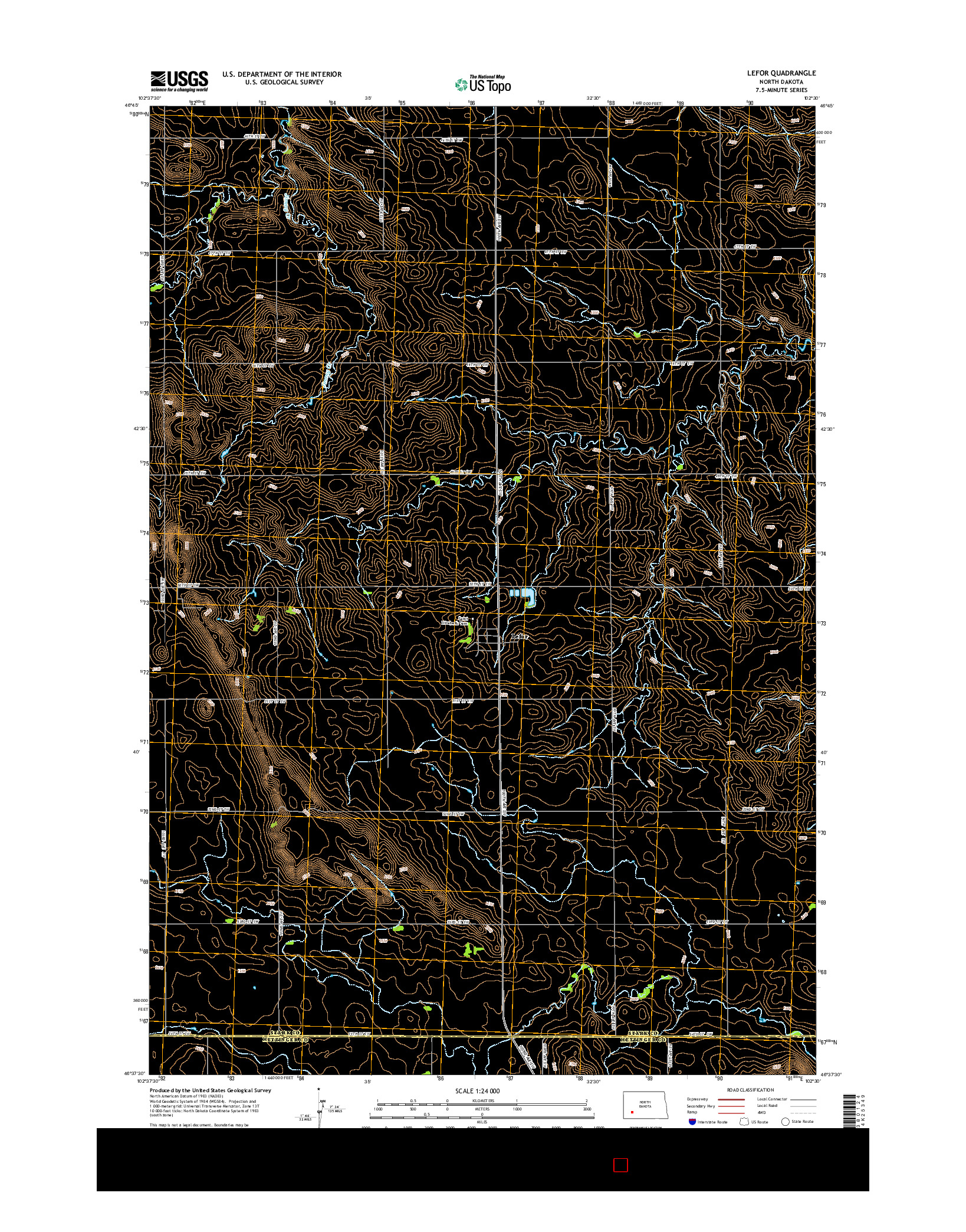 USGS US TOPO 7.5-MINUTE MAP FOR LEFOR, ND 2014