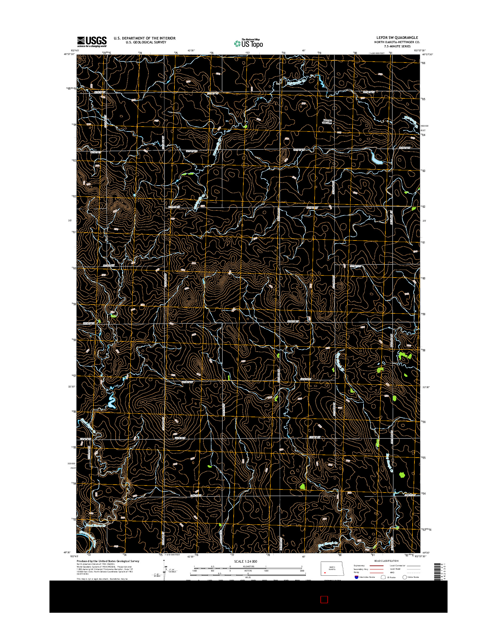 USGS US TOPO 7.5-MINUTE MAP FOR LEFOR SW, ND 2014