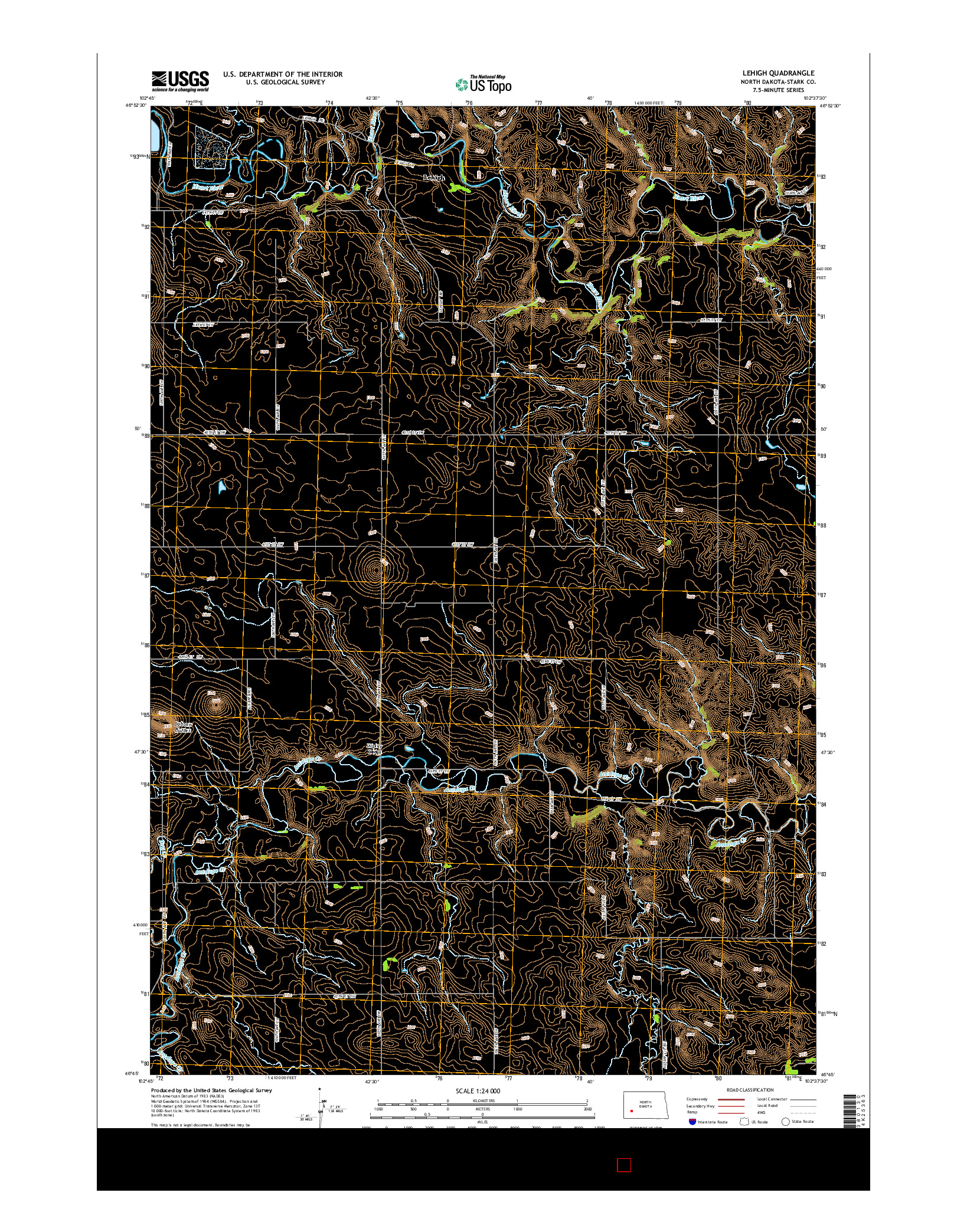 USGS US TOPO 7.5-MINUTE MAP FOR LEHIGH, ND 2014