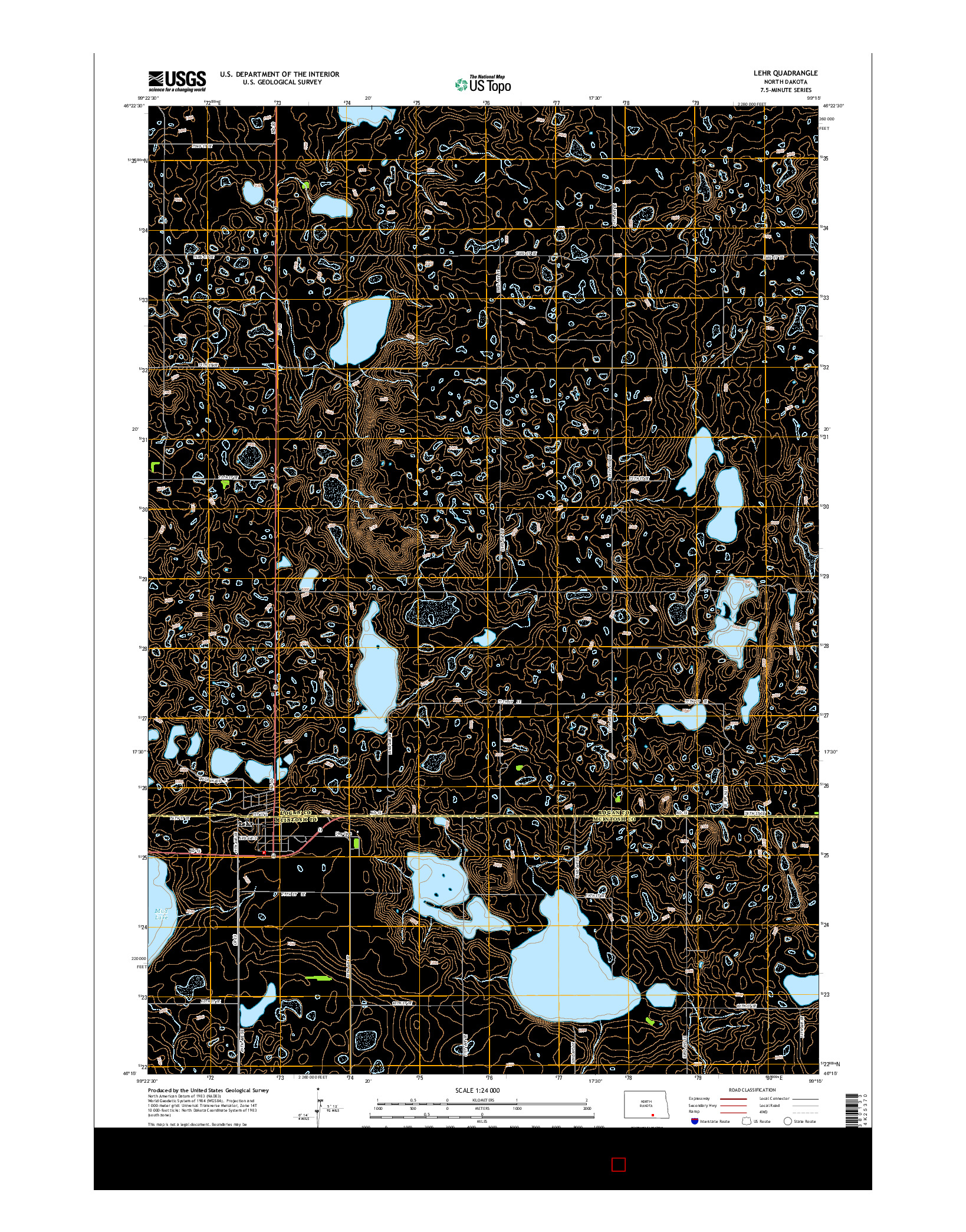 USGS US TOPO 7.5-MINUTE MAP FOR LEHR, ND 2014
