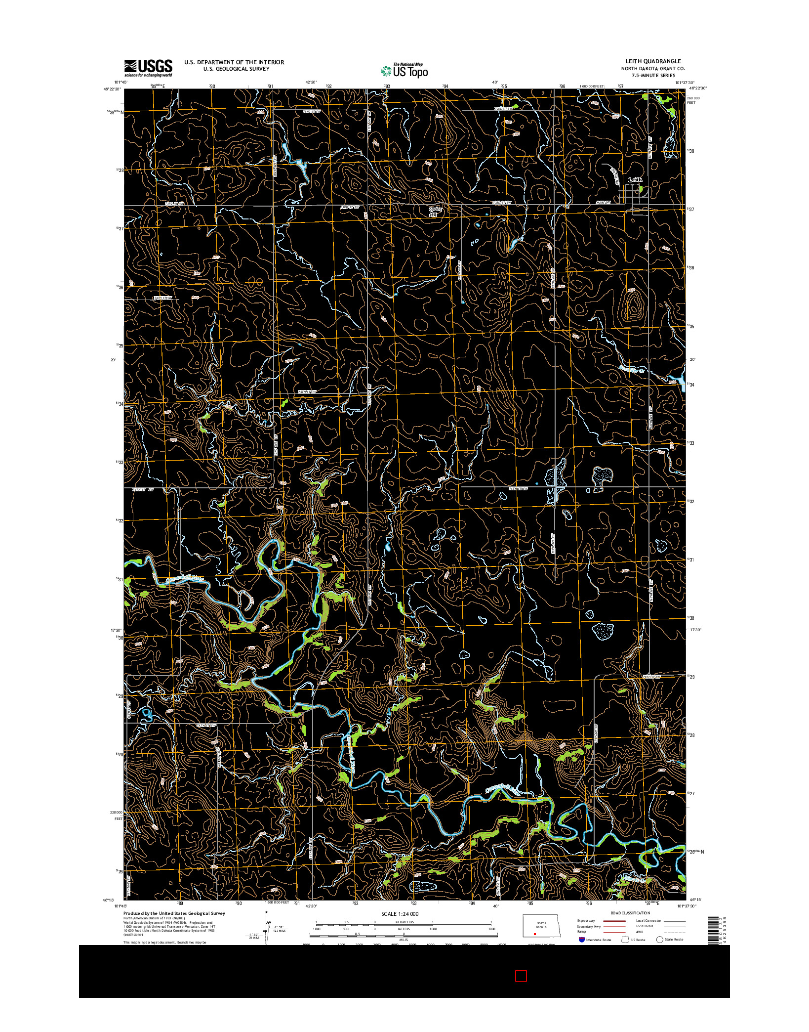 USGS US TOPO 7.5-MINUTE MAP FOR LEITH, ND 2014