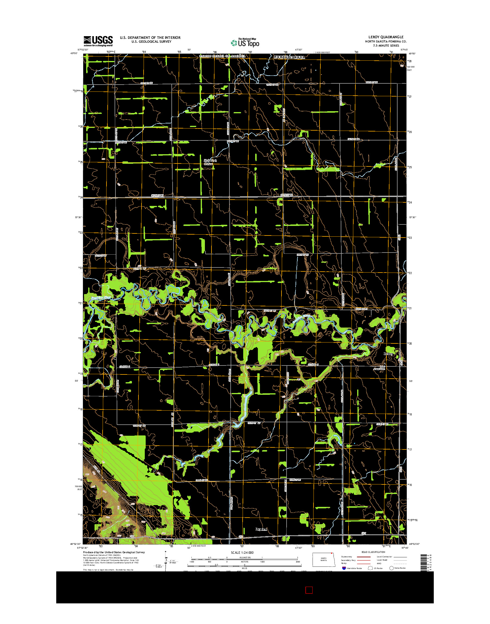 USGS US TOPO 7.5-MINUTE MAP FOR LEROY, ND 2014