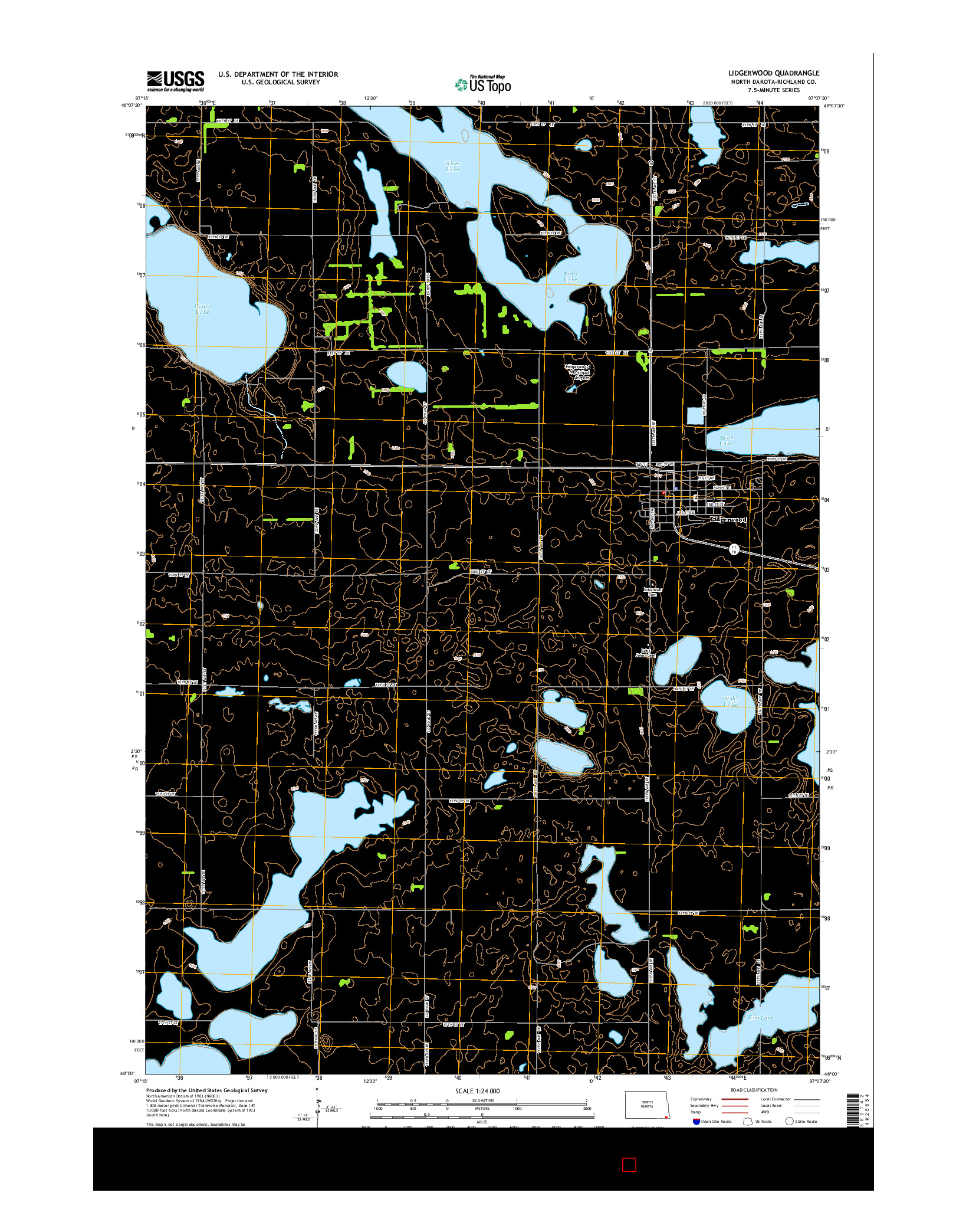 USGS US TOPO 7.5-MINUTE MAP FOR LIDGERWOOD, ND 2014