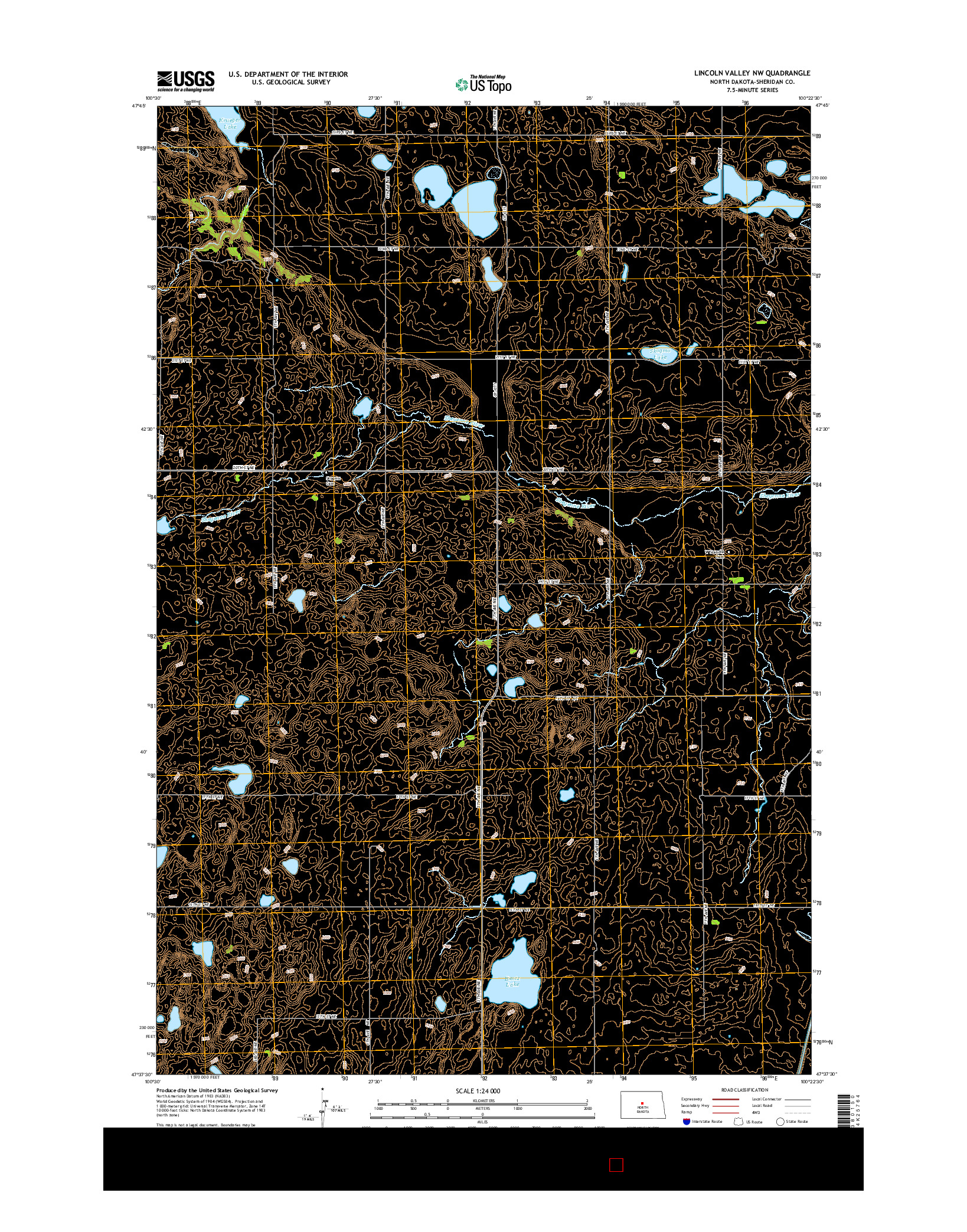 USGS US TOPO 7.5-MINUTE MAP FOR LINCOLN VALLEY NW, ND 2014