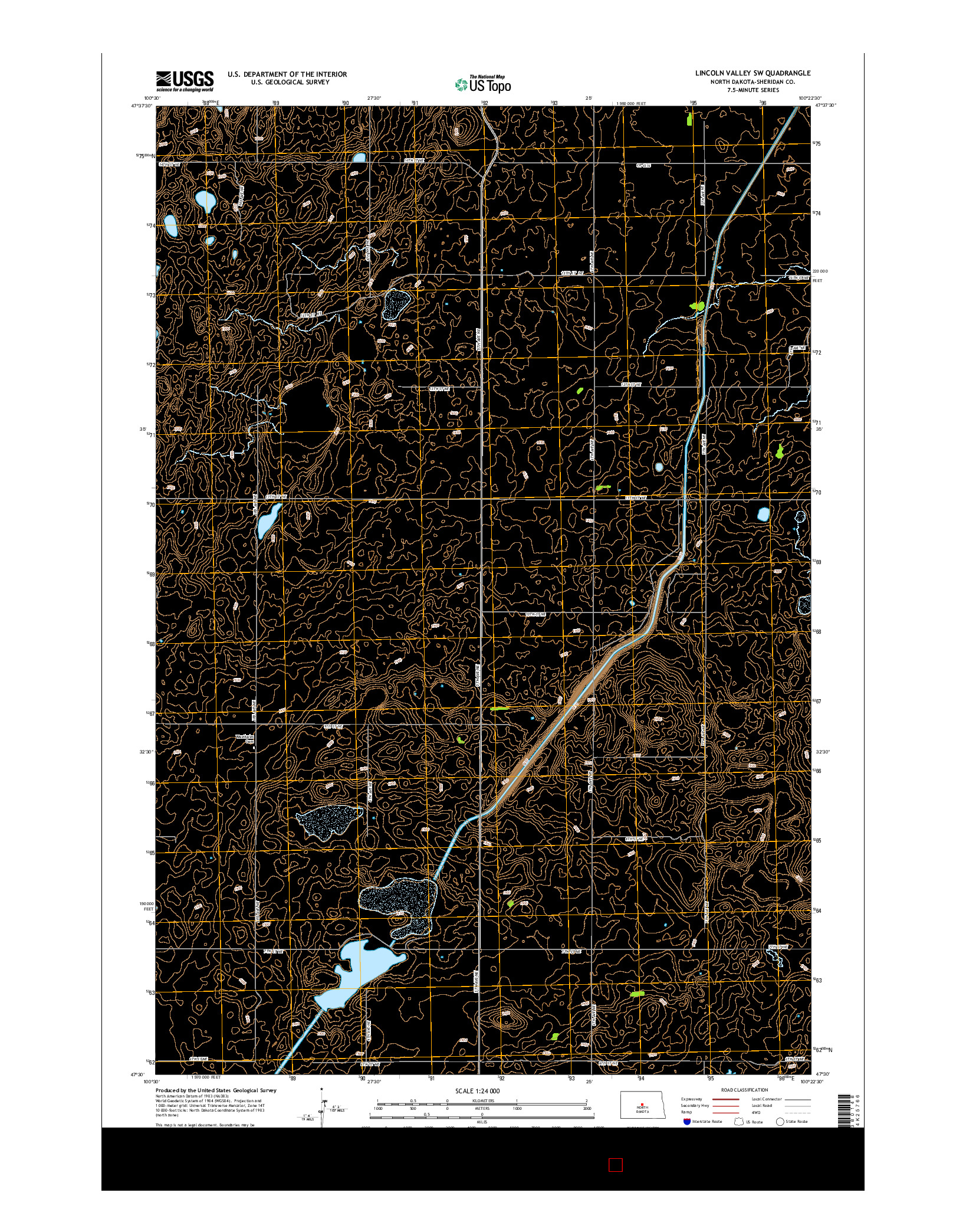 USGS US TOPO 7.5-MINUTE MAP FOR LINCOLN VALLEY SW, ND 2014