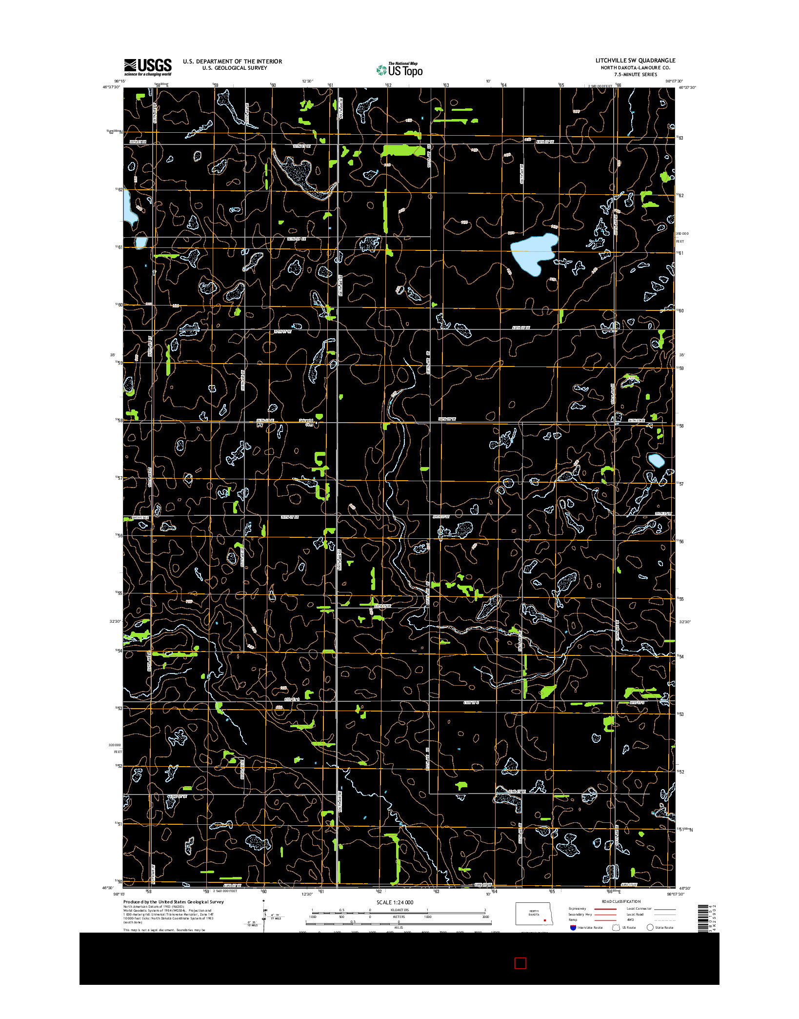 USGS US TOPO 7.5-MINUTE MAP FOR LITCHVILLE SW, ND 2014