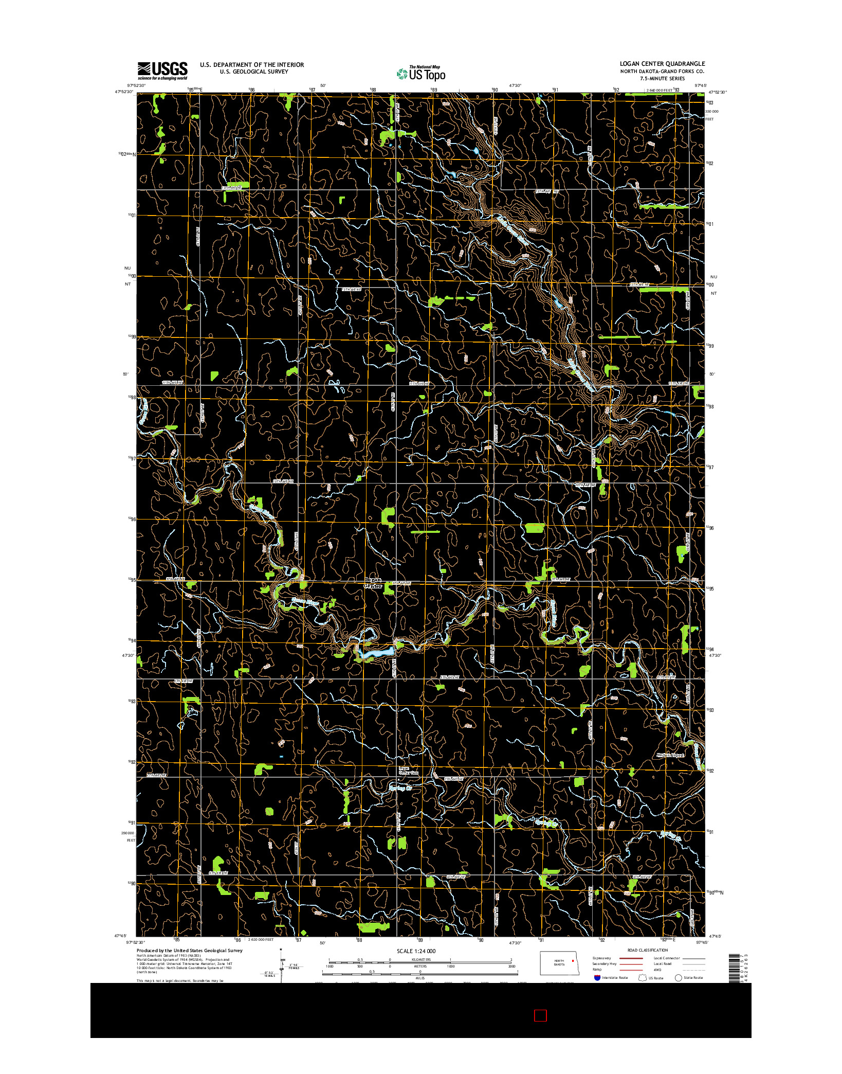 USGS US TOPO 7.5-MINUTE MAP FOR LOGAN CENTER, ND 2014