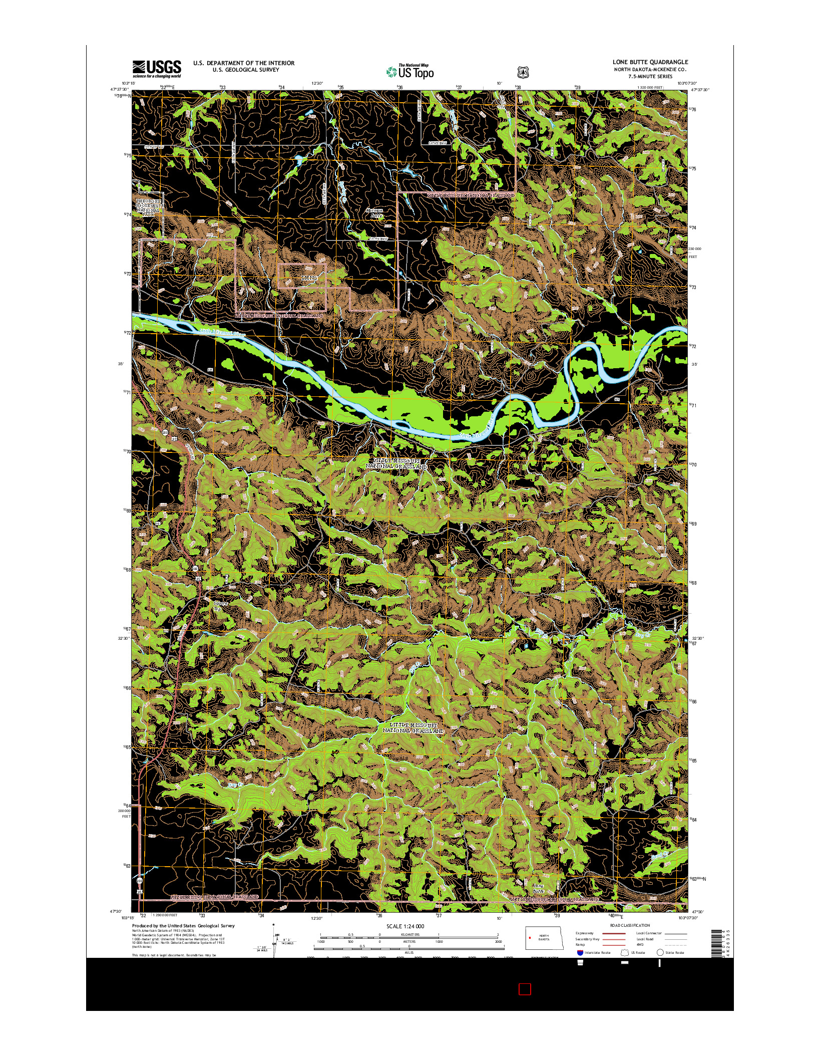 USGS US TOPO 7.5-MINUTE MAP FOR LONE BUTTE, ND 2014