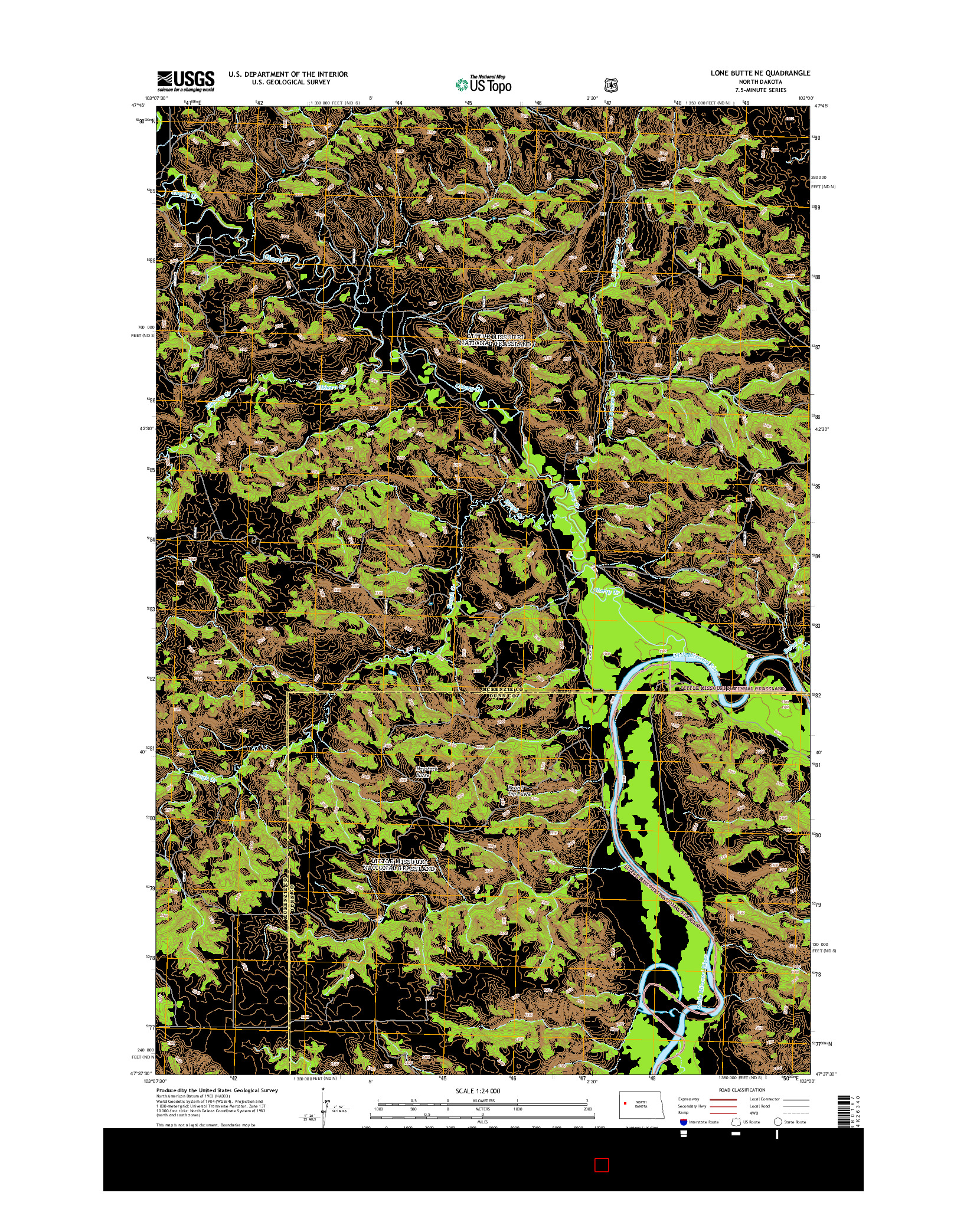 USGS US TOPO 7.5-MINUTE MAP FOR LONE BUTTE NE, ND 2014