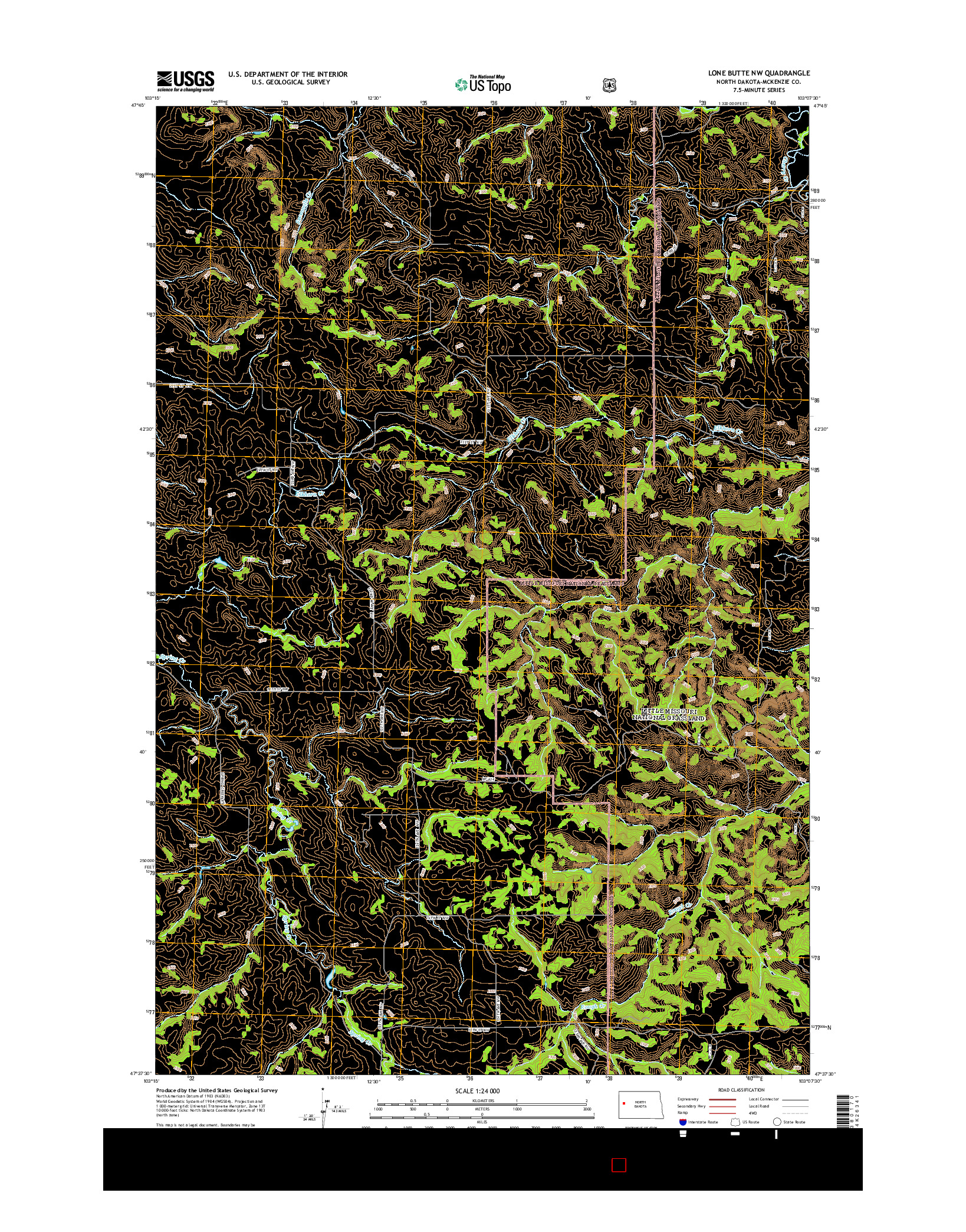 USGS US TOPO 7.5-MINUTE MAP FOR LONE BUTTE NW, ND 2014