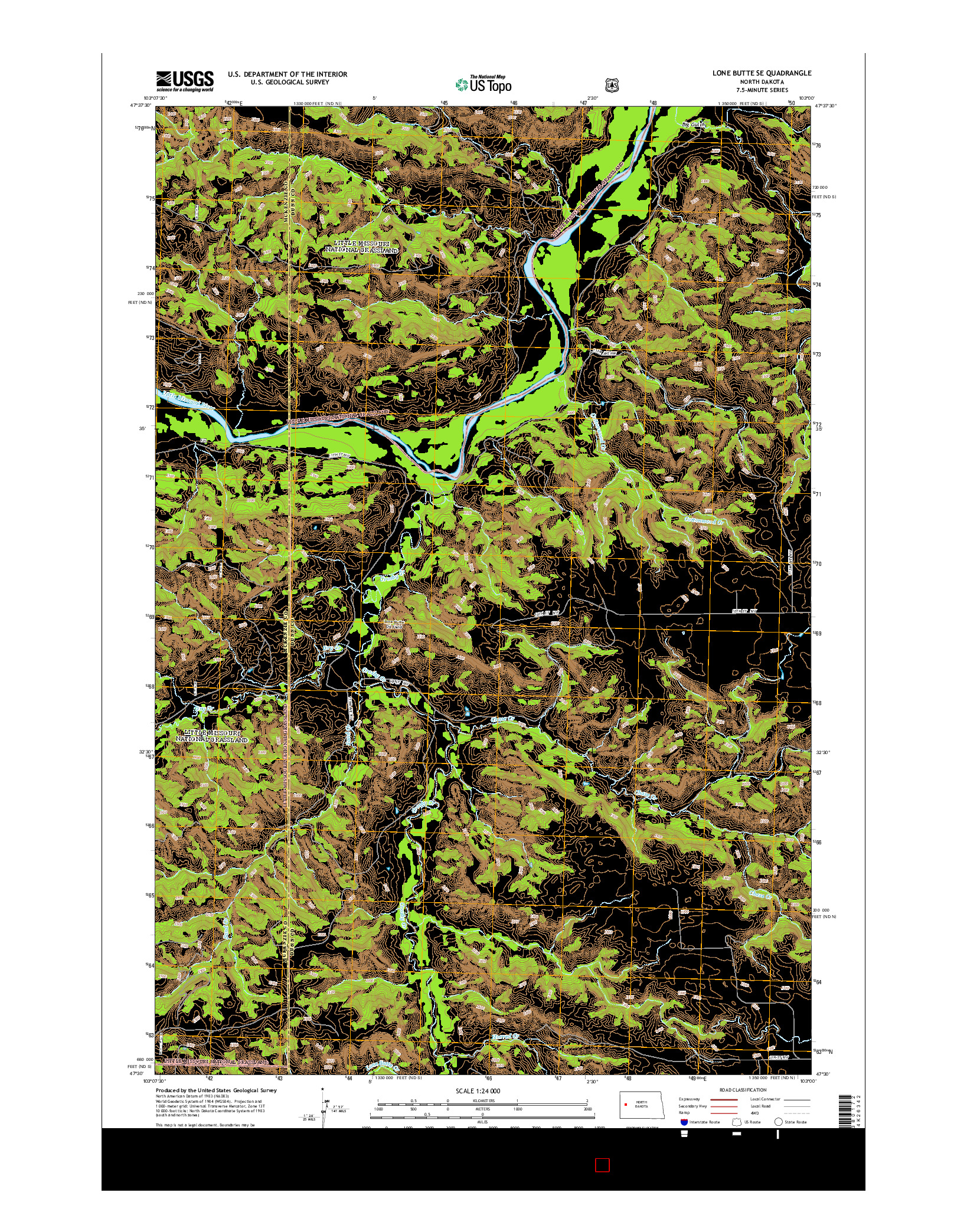 USGS US TOPO 7.5-MINUTE MAP FOR LONE BUTTE SE, ND 2014