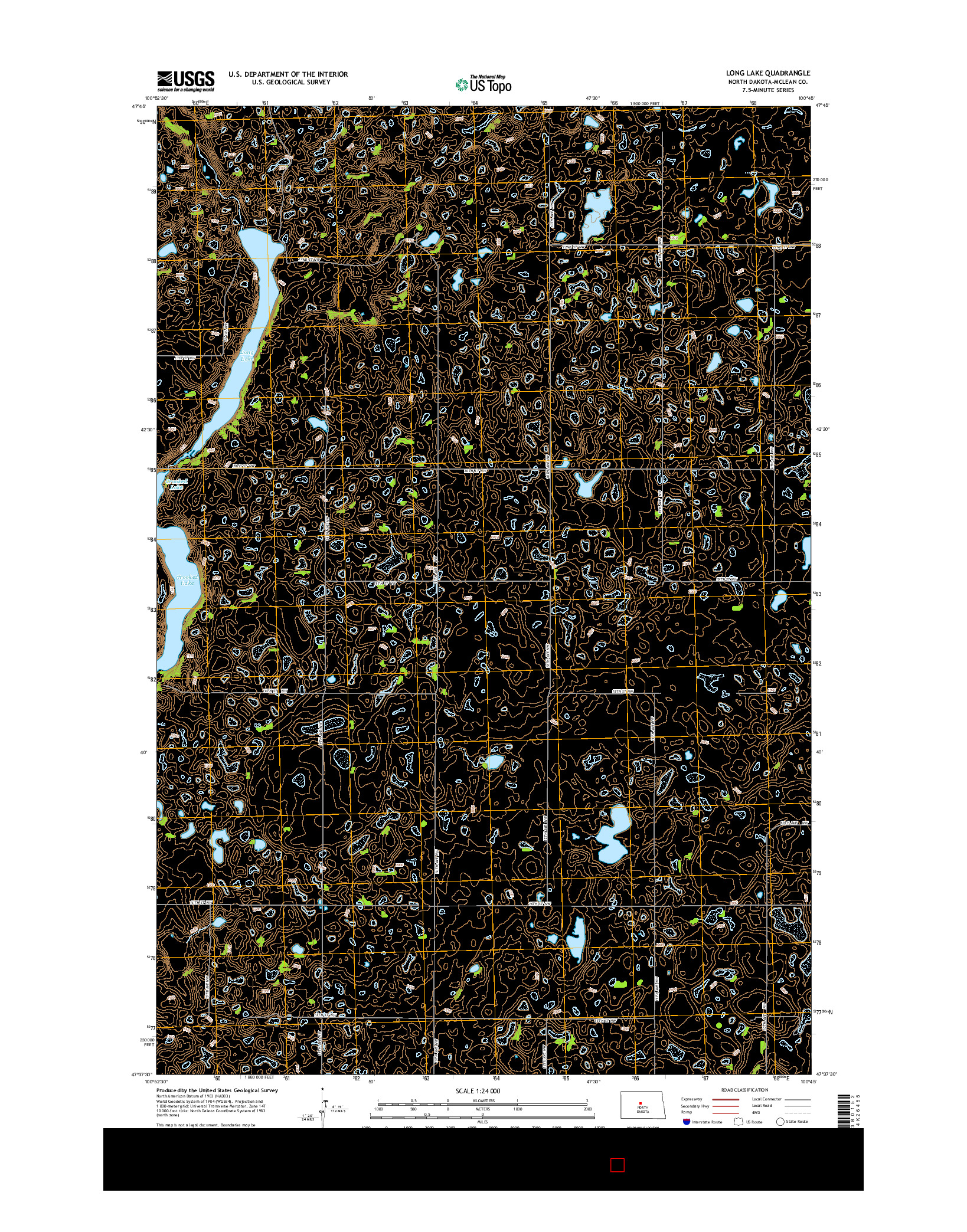 USGS US TOPO 7.5-MINUTE MAP FOR LONG LAKE, ND 2014