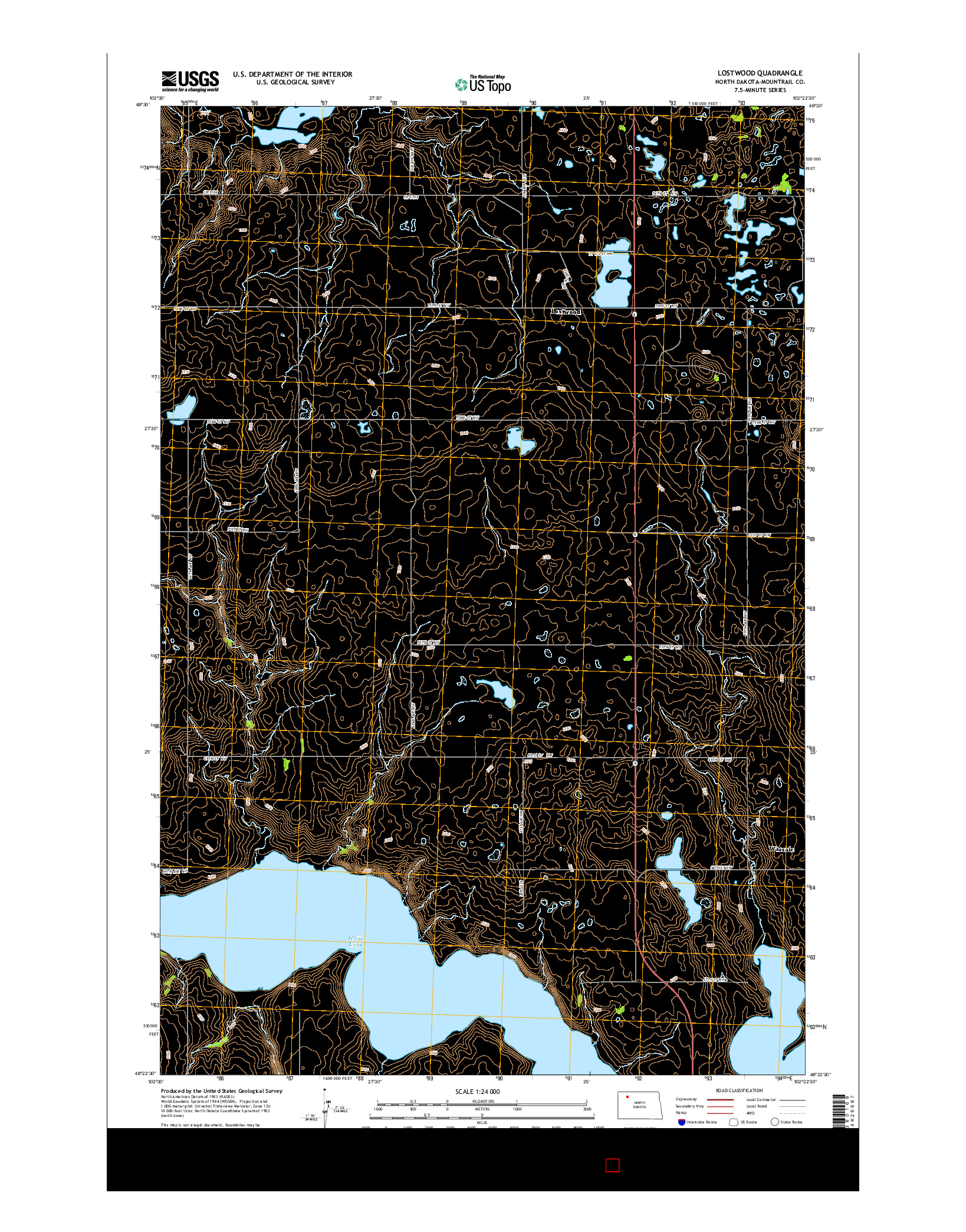 USGS US TOPO 7.5-MINUTE MAP FOR LOSTWOOD, ND 2014