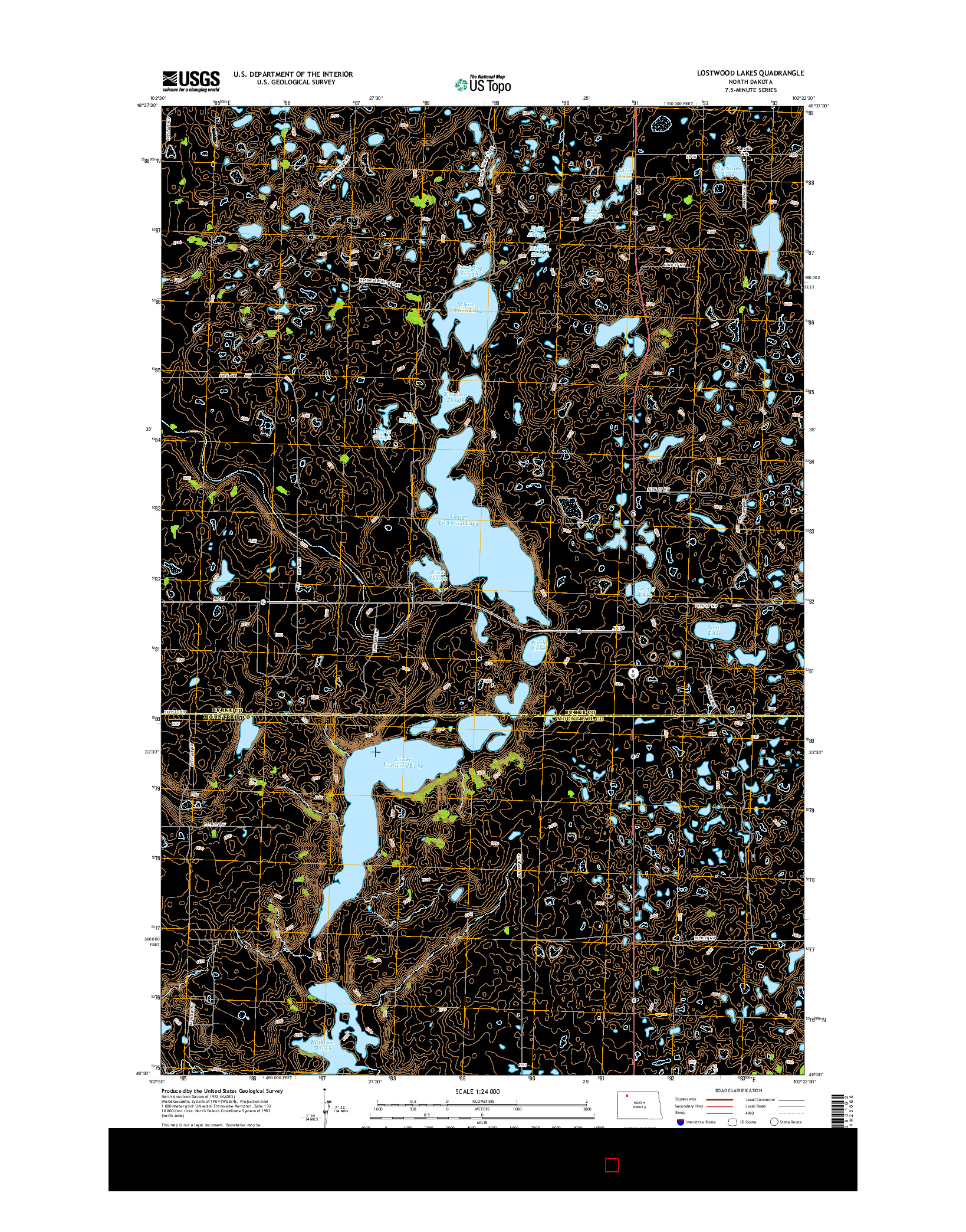 USGS US TOPO 7.5-MINUTE MAP FOR LOSTWOOD LAKES, ND 2014