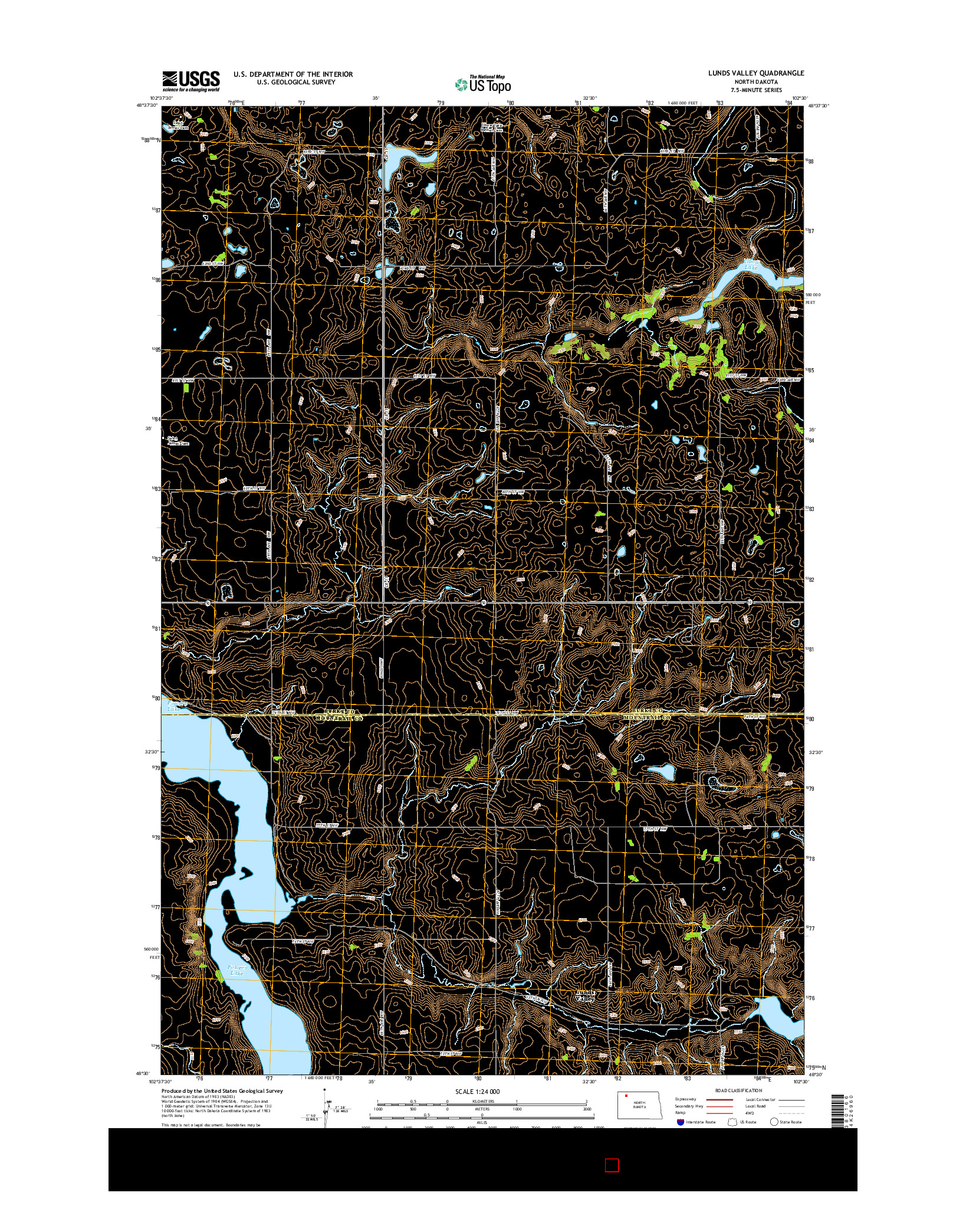 USGS US TOPO 7.5-MINUTE MAP FOR LUNDS VALLEY, ND 2014