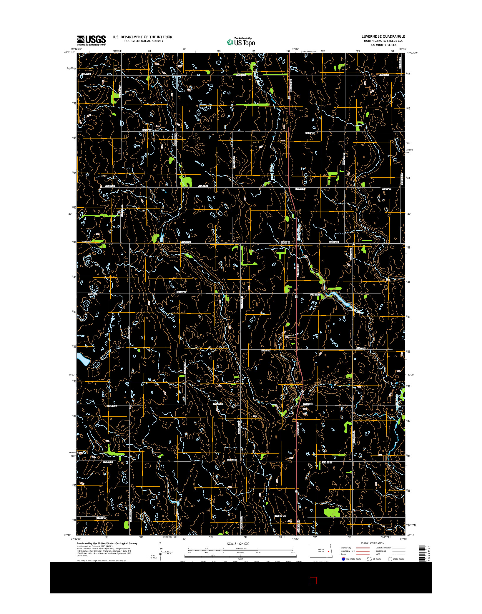 USGS US TOPO 7.5-MINUTE MAP FOR LUVERNE SE, ND 2014