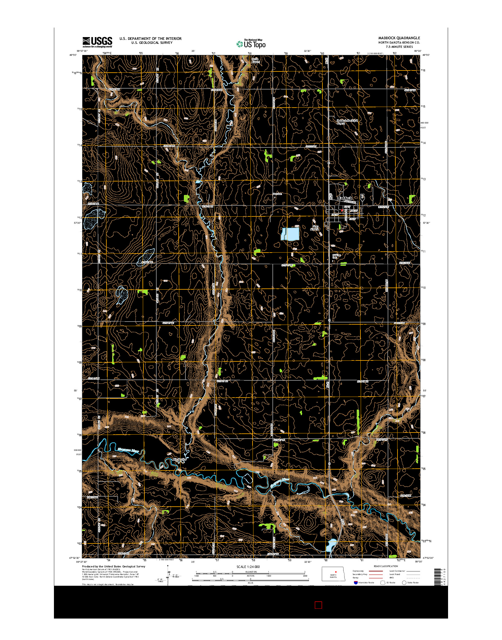 USGS US TOPO 7.5-MINUTE MAP FOR MADDOCK, ND 2014