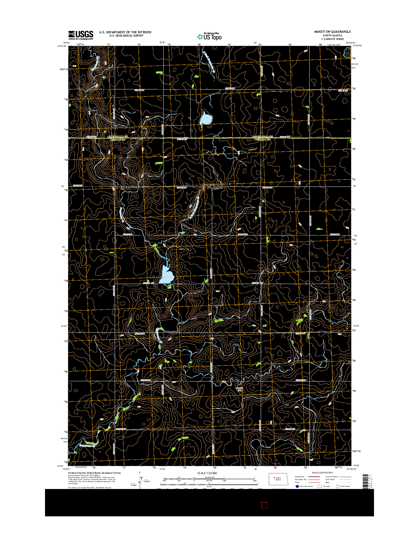 USGS US TOPO 7.5-MINUTE MAP FOR MAKOTI SW, ND 2014