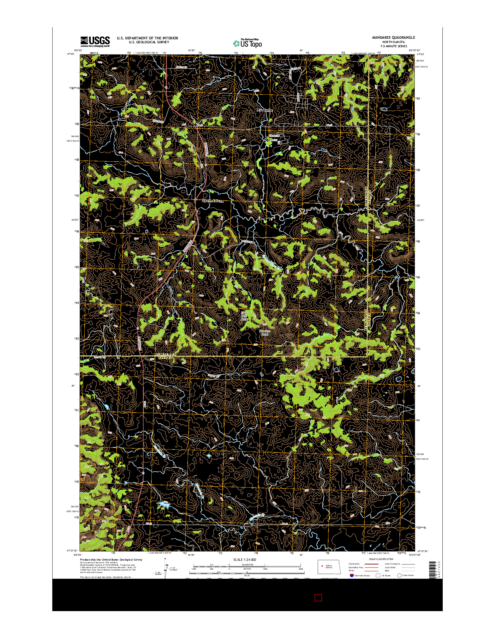 USGS US TOPO 7.5-MINUTE MAP FOR MANDAREE, ND 2014