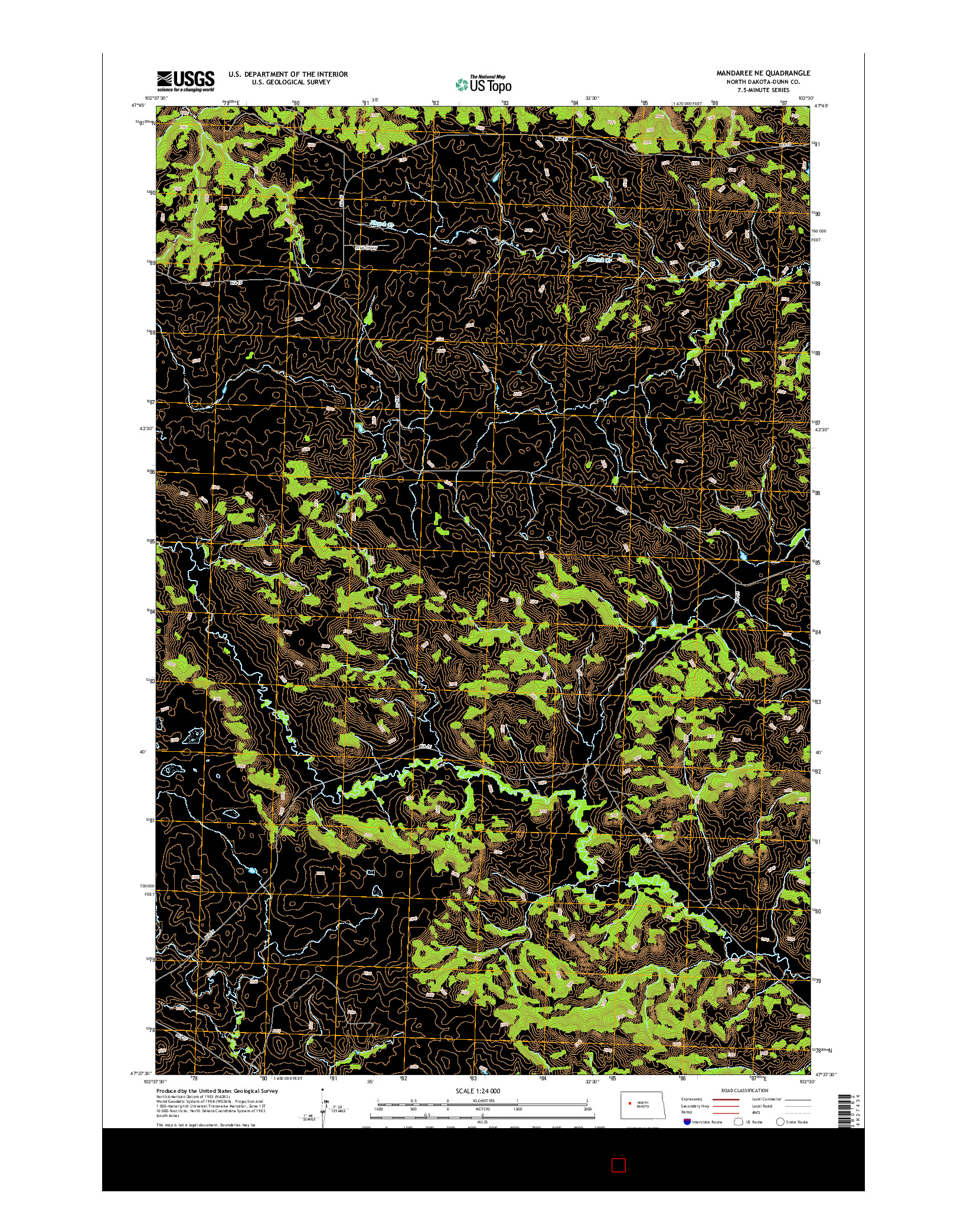 USGS US TOPO 7.5-MINUTE MAP FOR MANDAREE NE, ND 2014