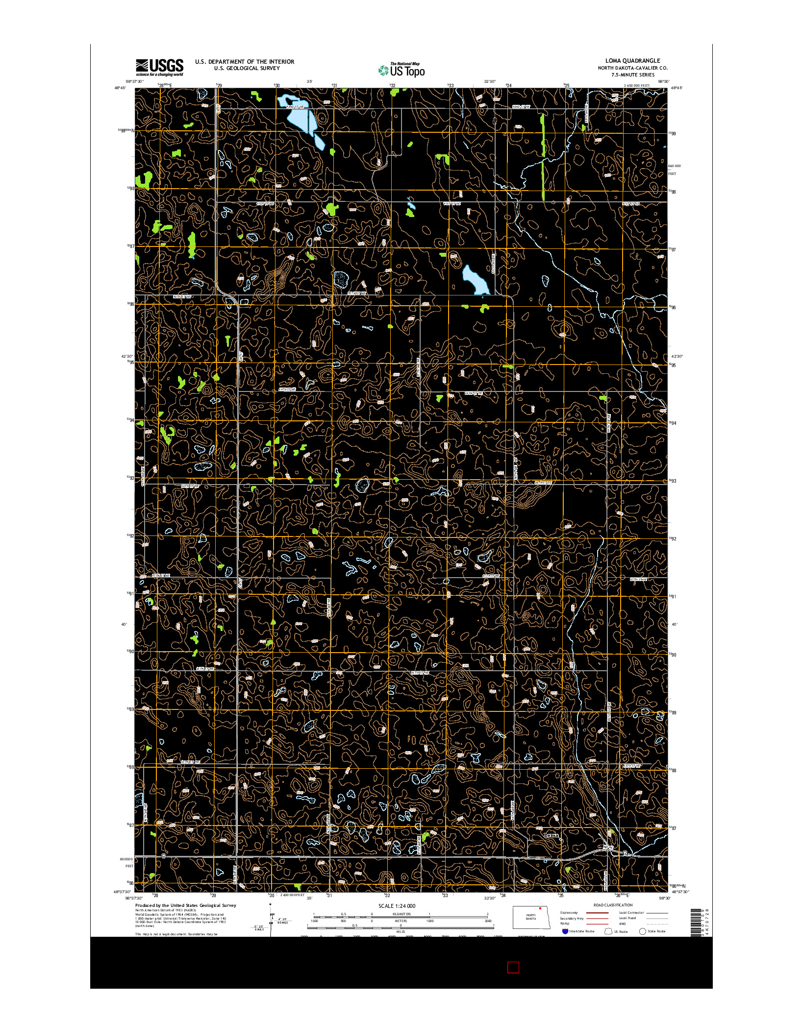 USGS US TOPO 7.5-MINUTE MAP FOR LOMA, ND 2014