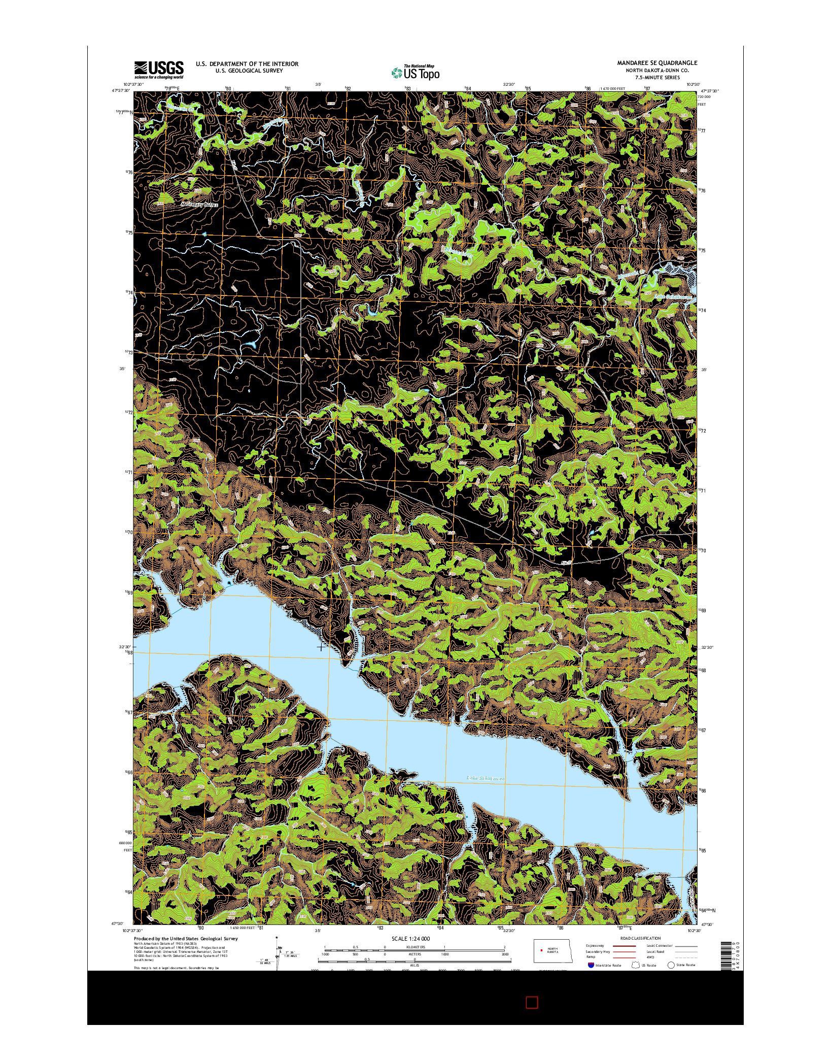 USGS US TOPO 7.5-MINUTE MAP FOR MANDAREE SE, ND 2014