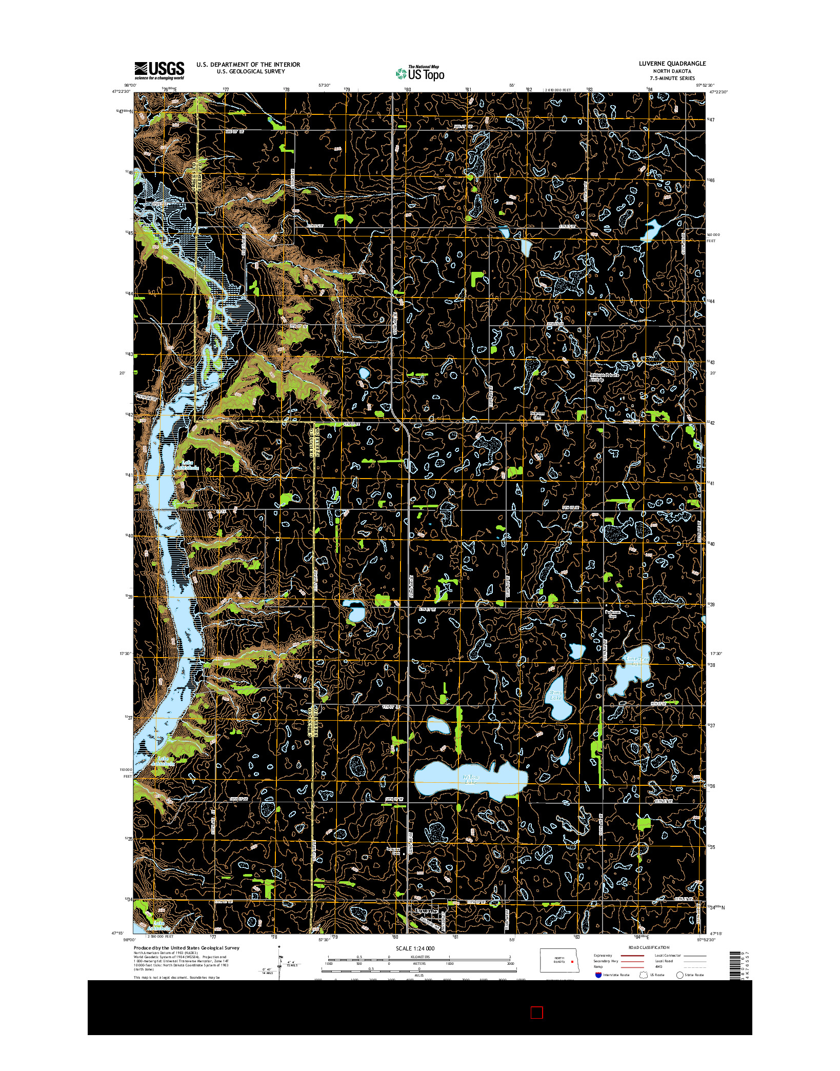 USGS US TOPO 7.5-MINUTE MAP FOR LUVERNE, ND 2014