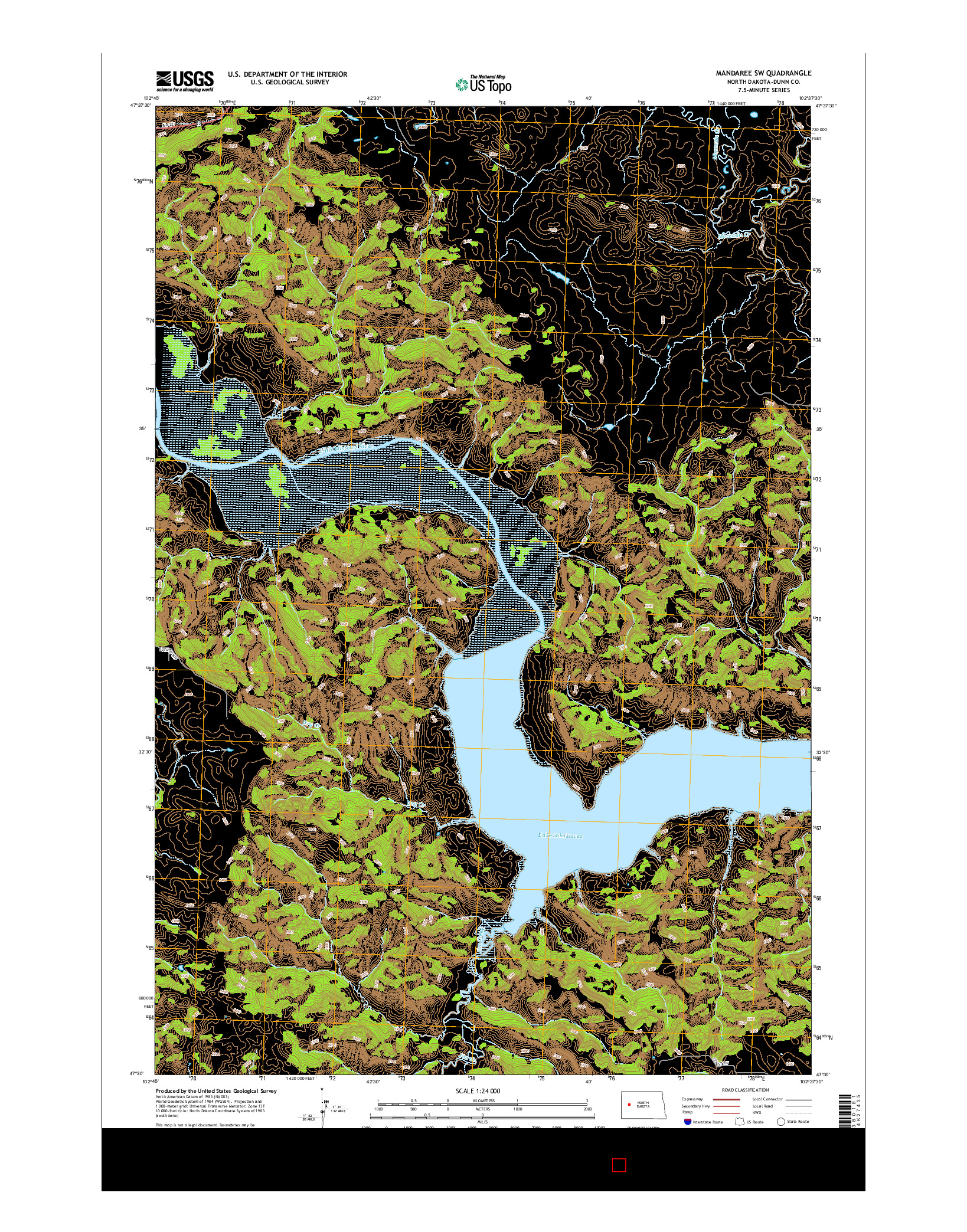 USGS US TOPO 7.5-MINUTE MAP FOR MANDAREE SW, ND 2014