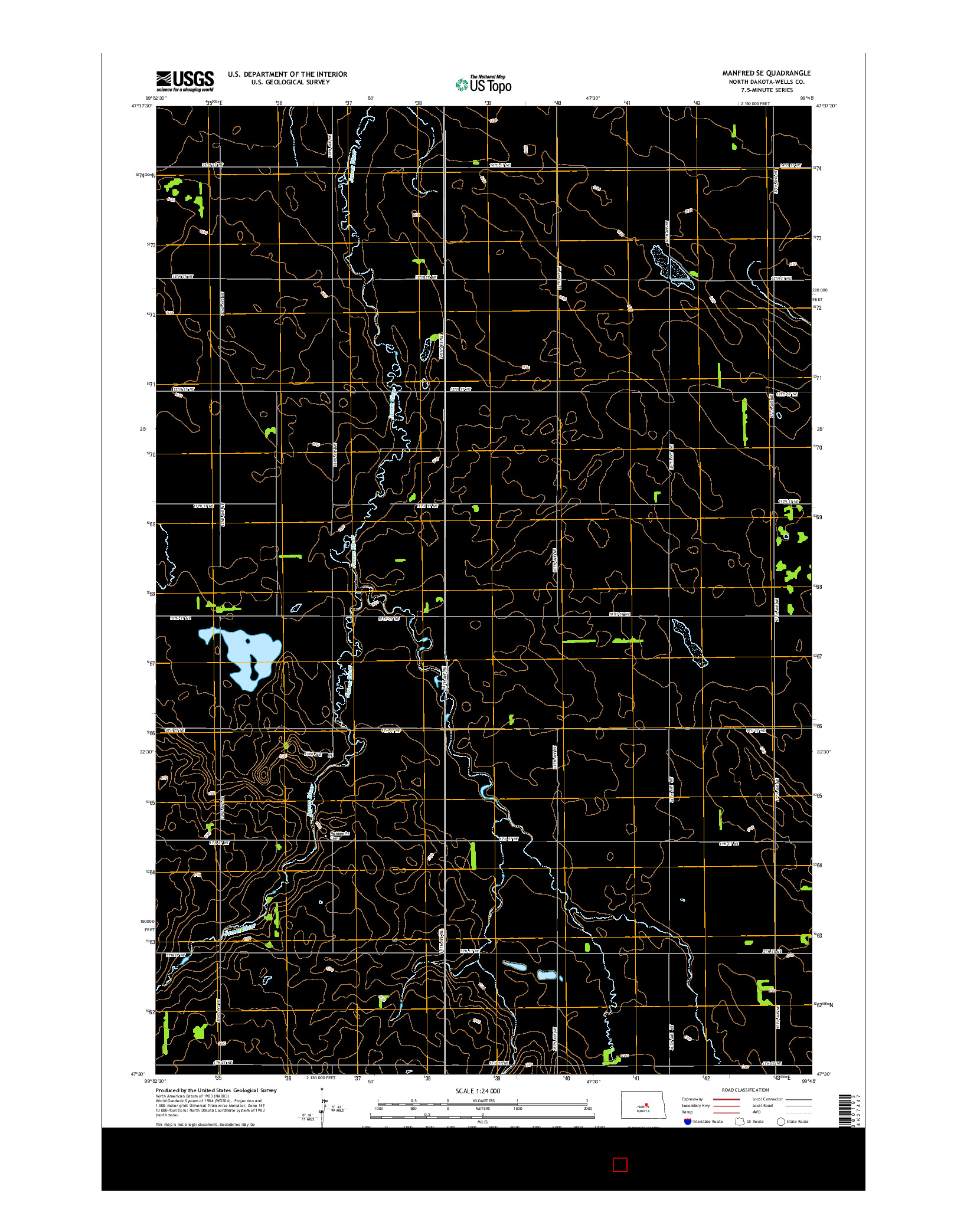 USGS US TOPO 7.5-MINUTE MAP FOR MANFRED SE, ND 2014