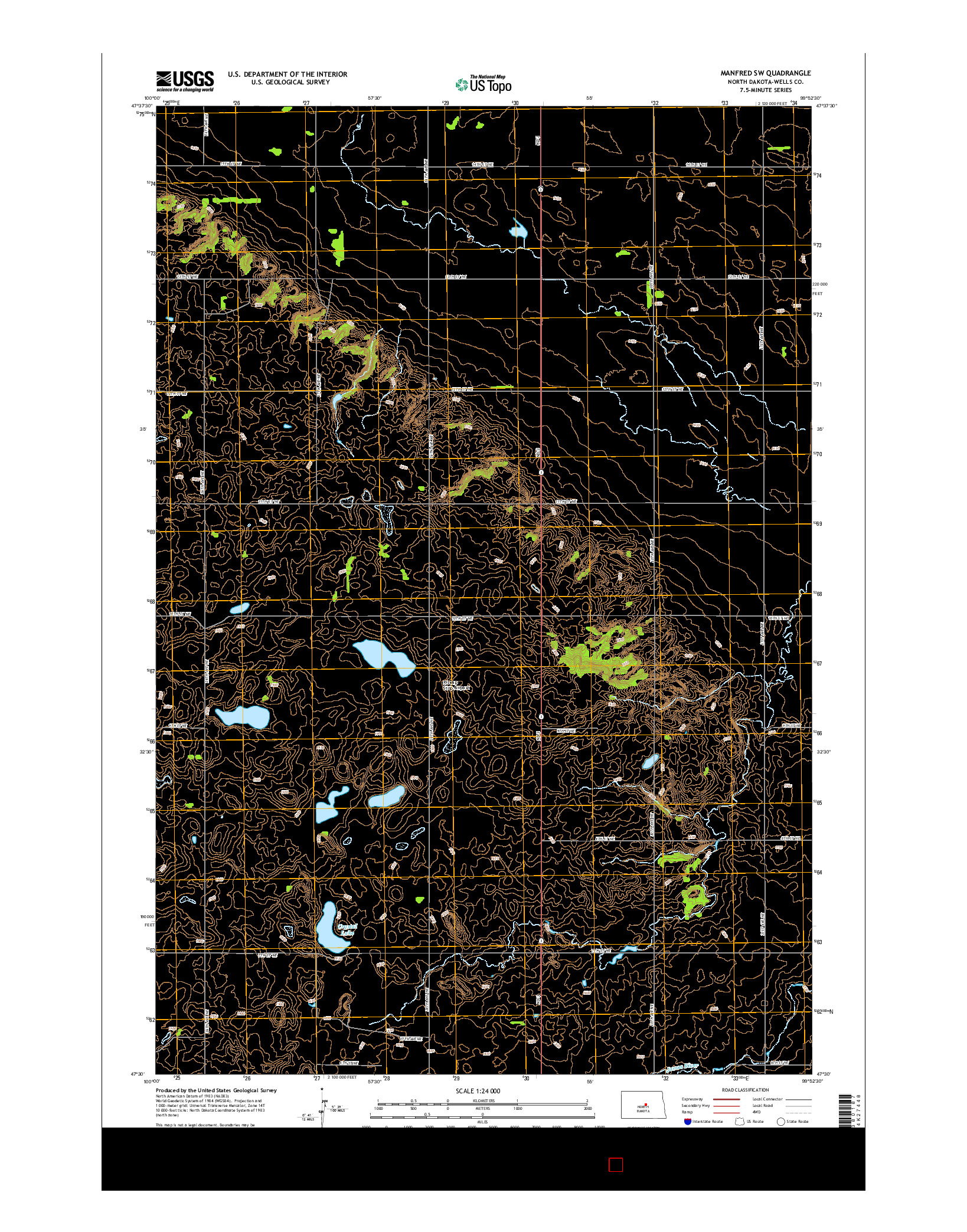 USGS US TOPO 7.5-MINUTE MAP FOR MANFRED SW, ND 2014