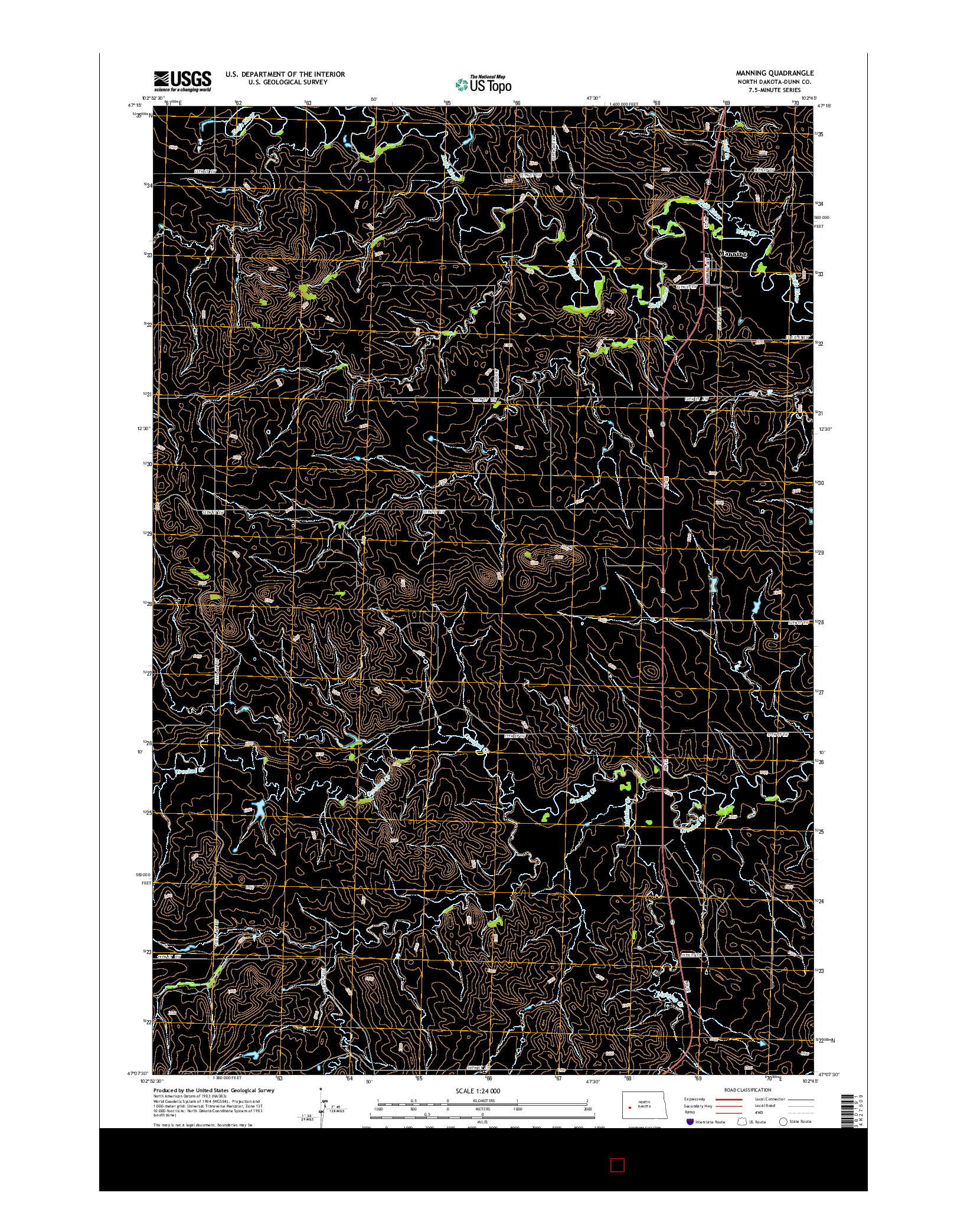 USGS US TOPO 7.5-MINUTE MAP FOR MANNING, ND 2014