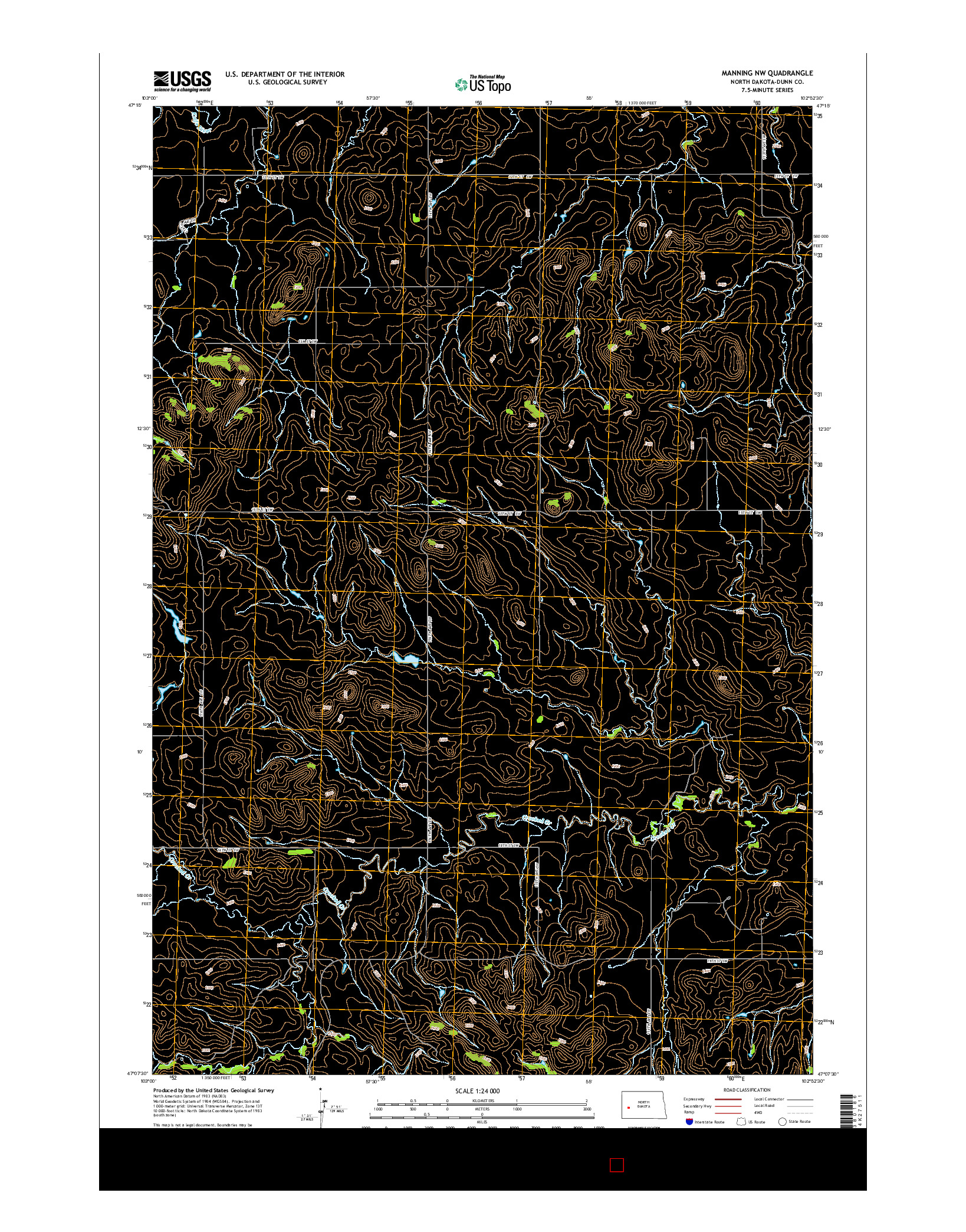 USGS US TOPO 7.5-MINUTE MAP FOR MANNING NW, ND 2014
