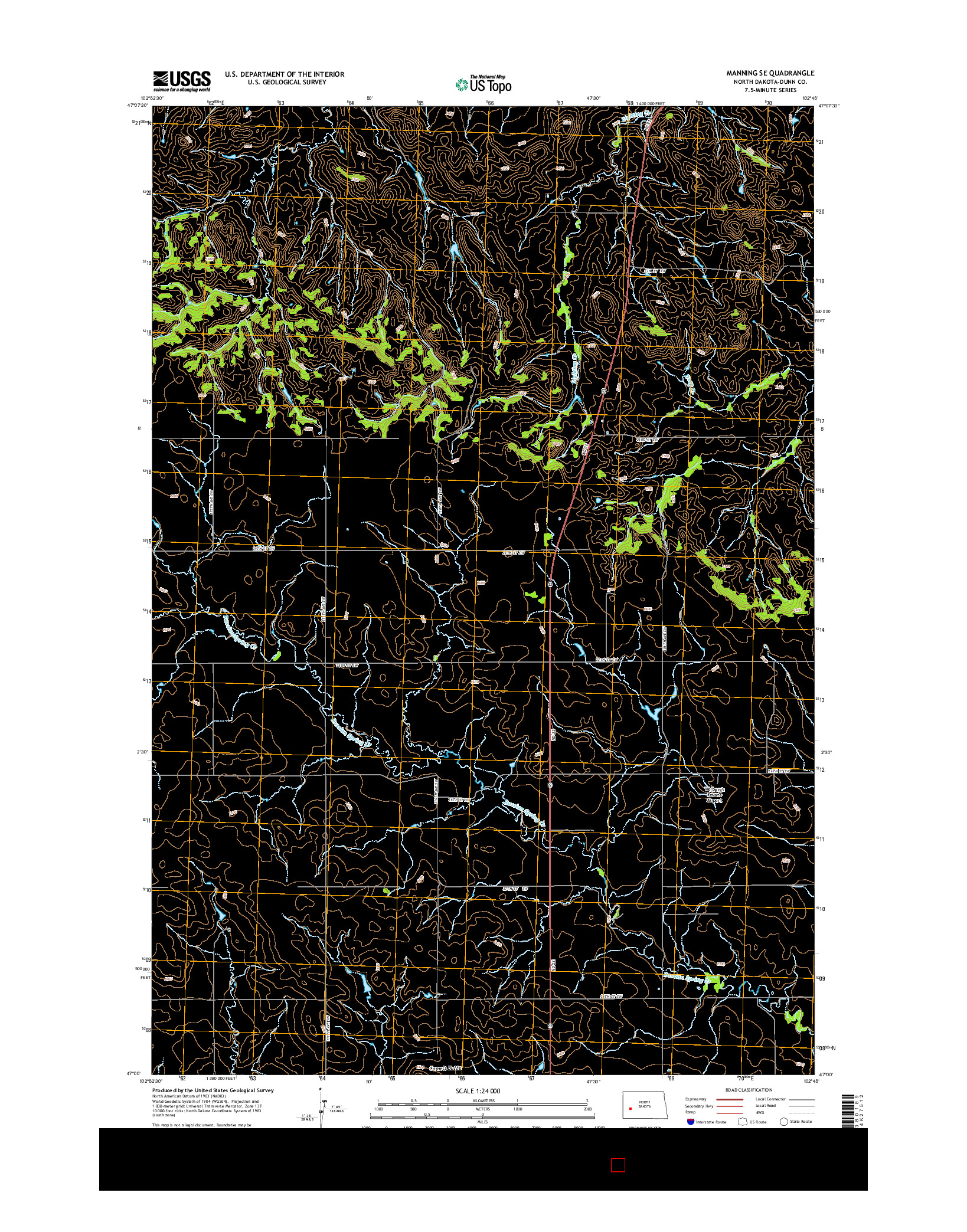 USGS US TOPO 7.5-MINUTE MAP FOR MANNING SE, ND 2014