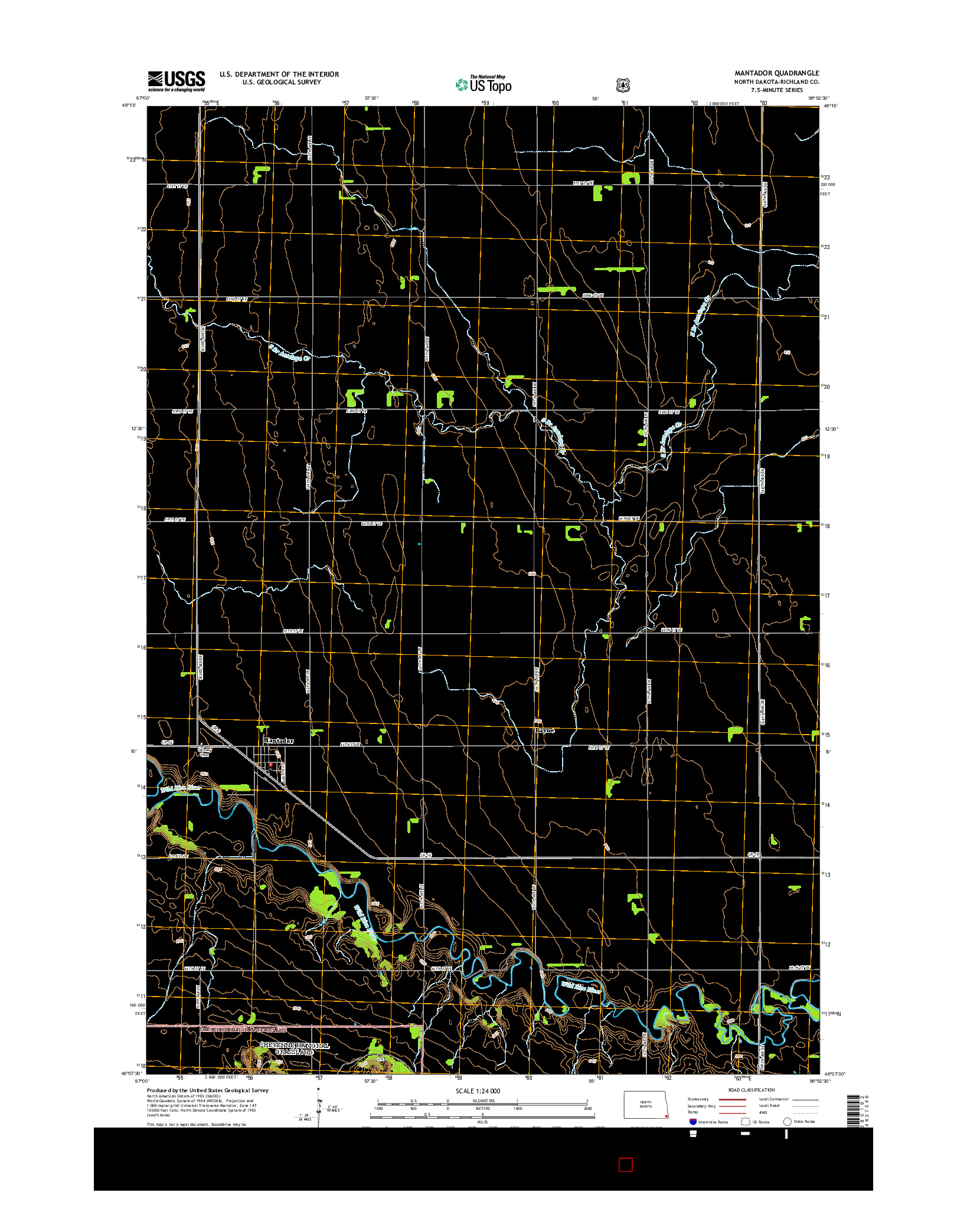 USGS US TOPO 7.5-MINUTE MAP FOR MANTADOR, ND 2014