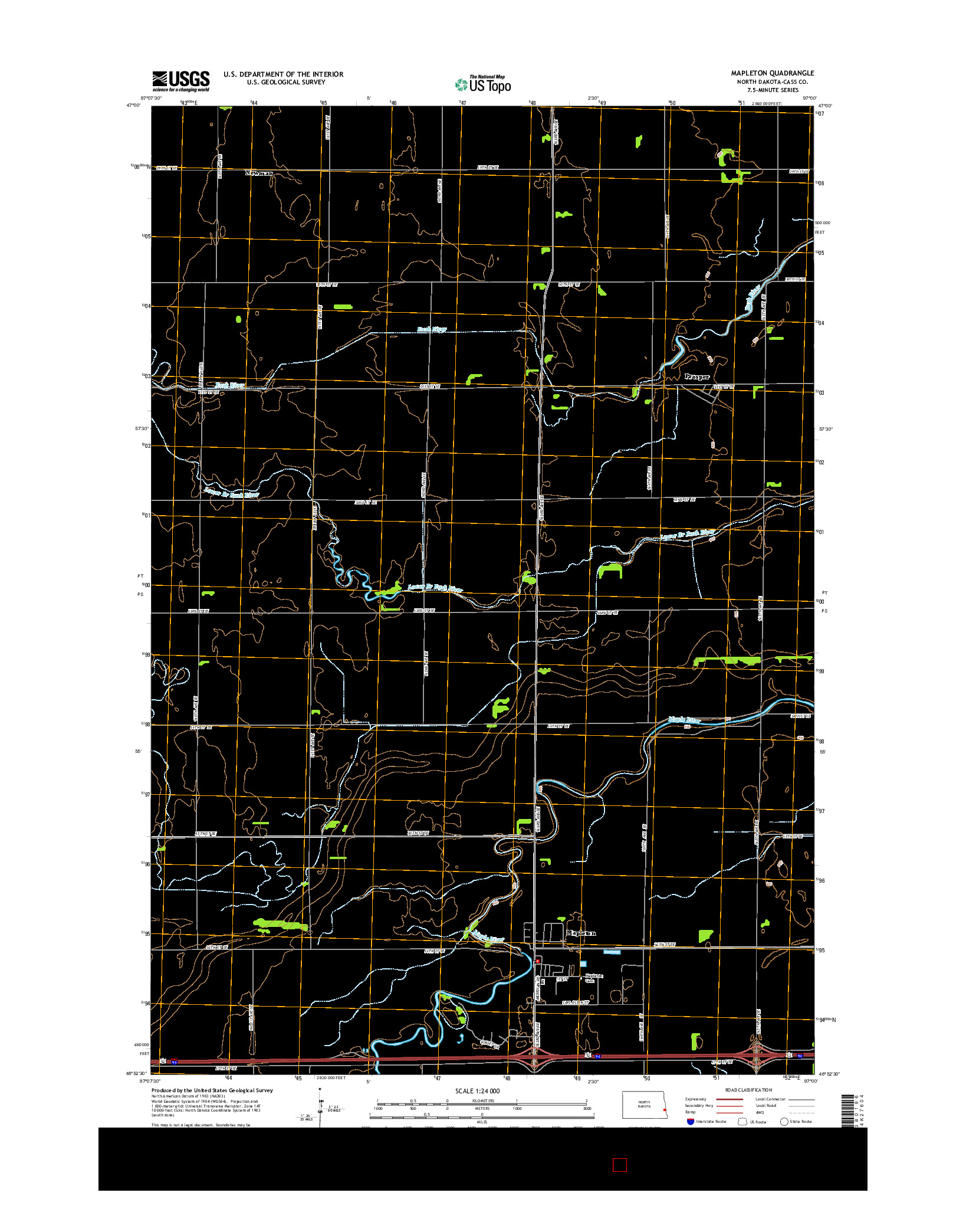 USGS US TOPO 7.5-MINUTE MAP FOR MAPLETON, ND 2014