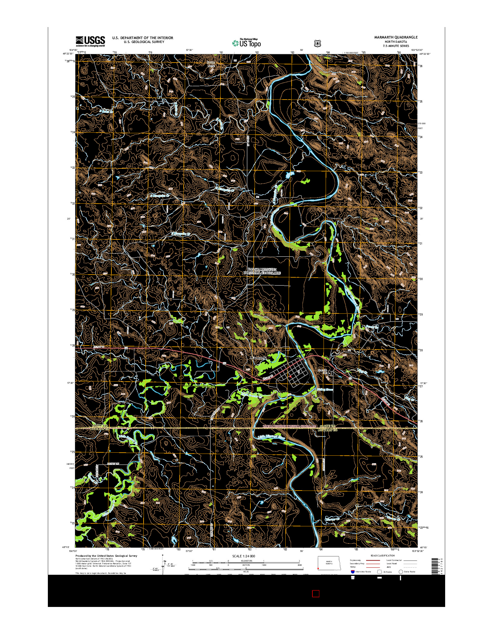 USGS US TOPO 7.5-MINUTE MAP FOR MARMARTH, ND 2014