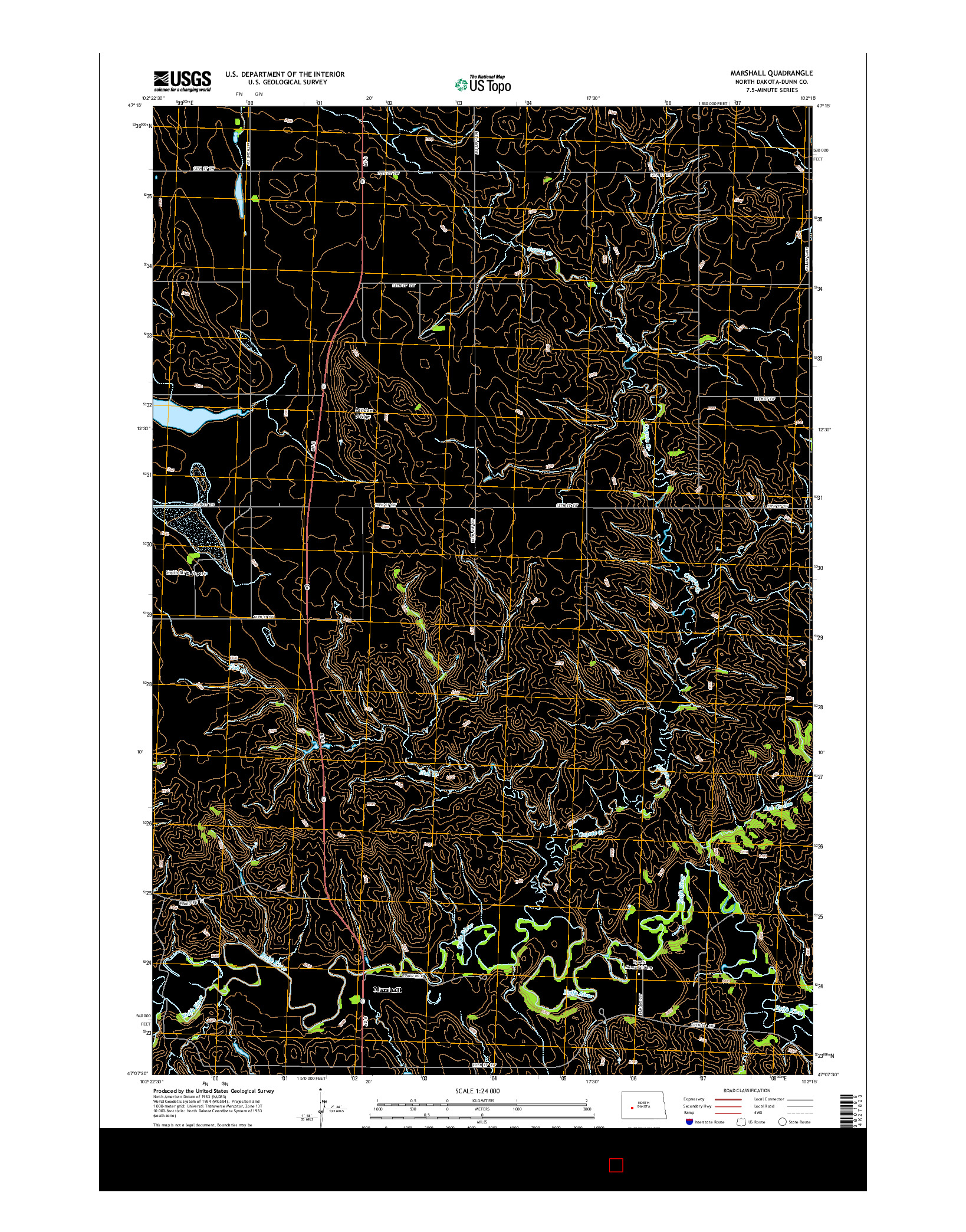 USGS US TOPO 7.5-MINUTE MAP FOR MARSHALL, ND 2014