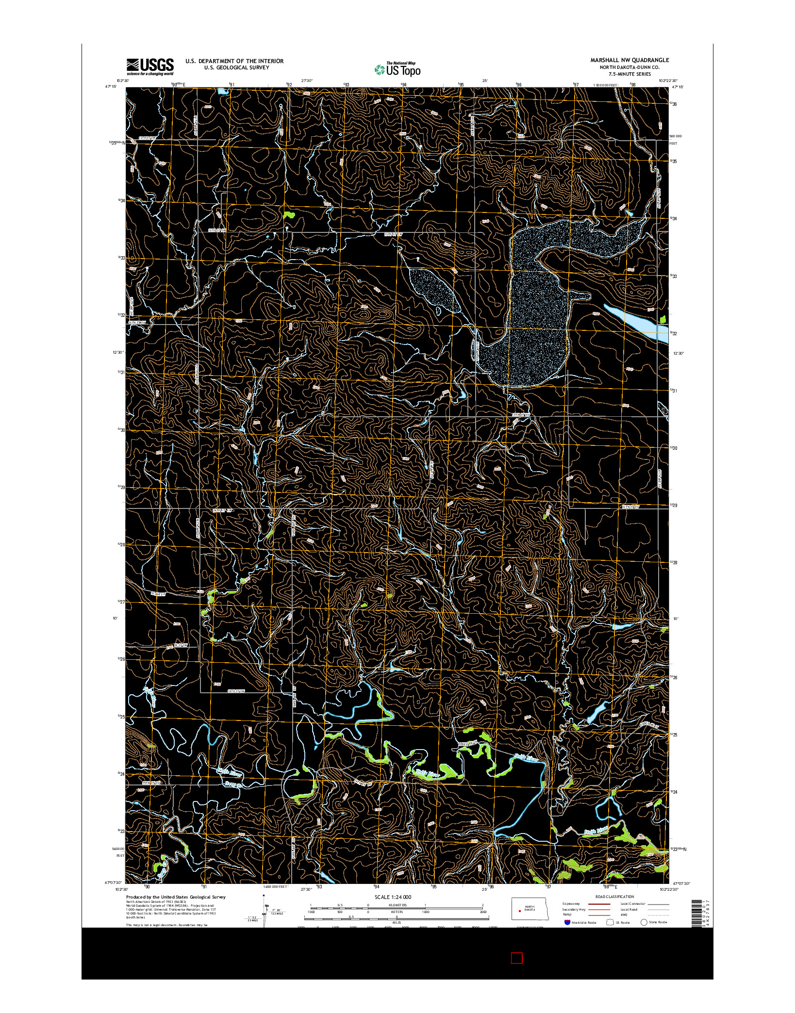 USGS US TOPO 7.5-MINUTE MAP FOR MARSHALL NW, ND 2014