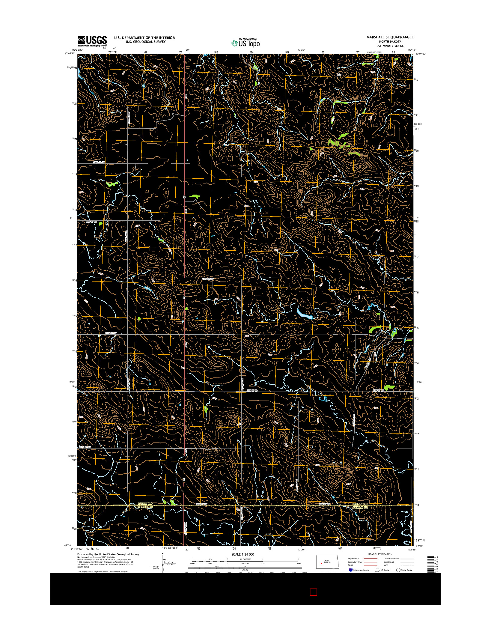 USGS US TOPO 7.5-MINUTE MAP FOR MARSHALL SE, ND 2014