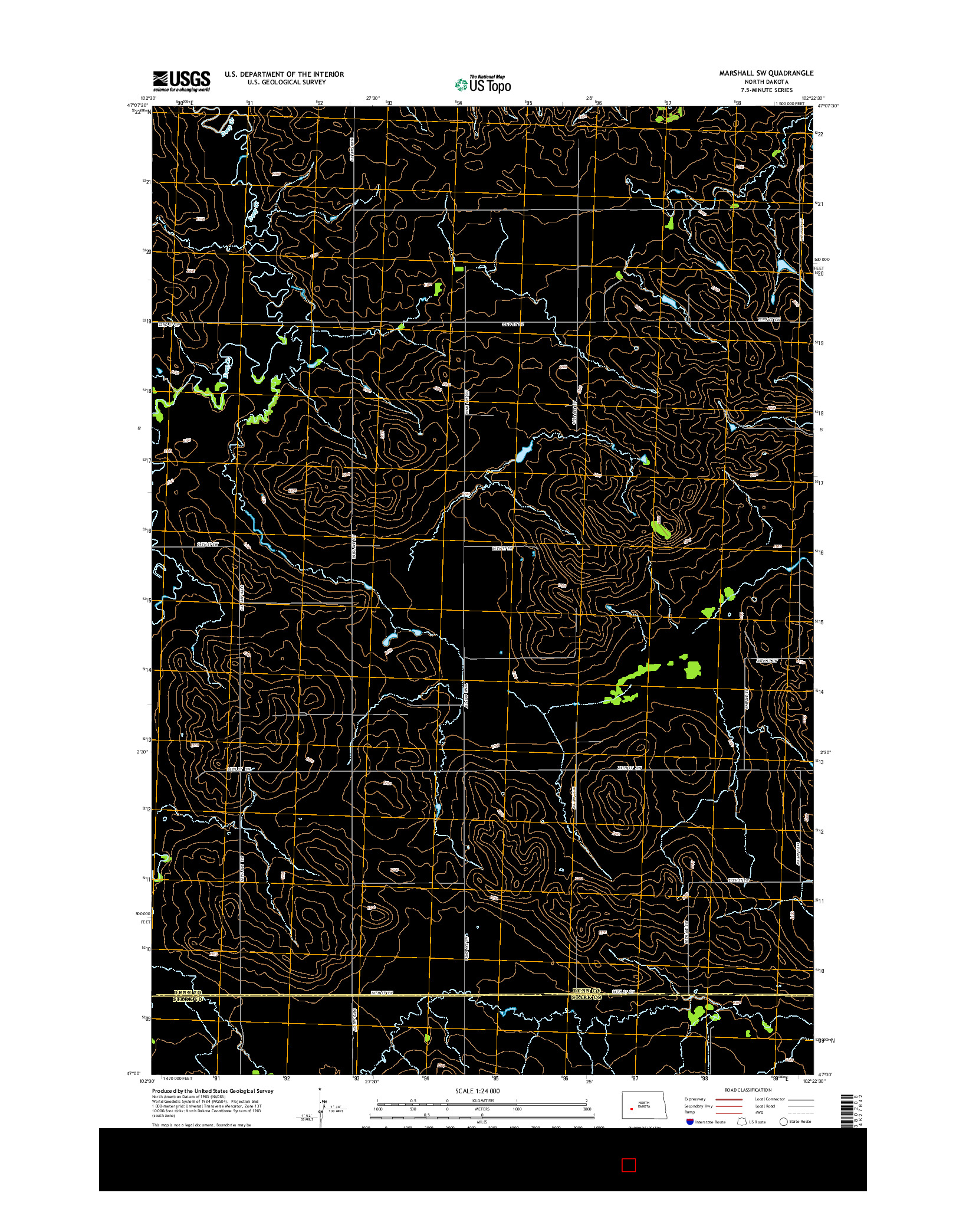 USGS US TOPO 7.5-MINUTE MAP FOR MARSHALL SW, ND 2014