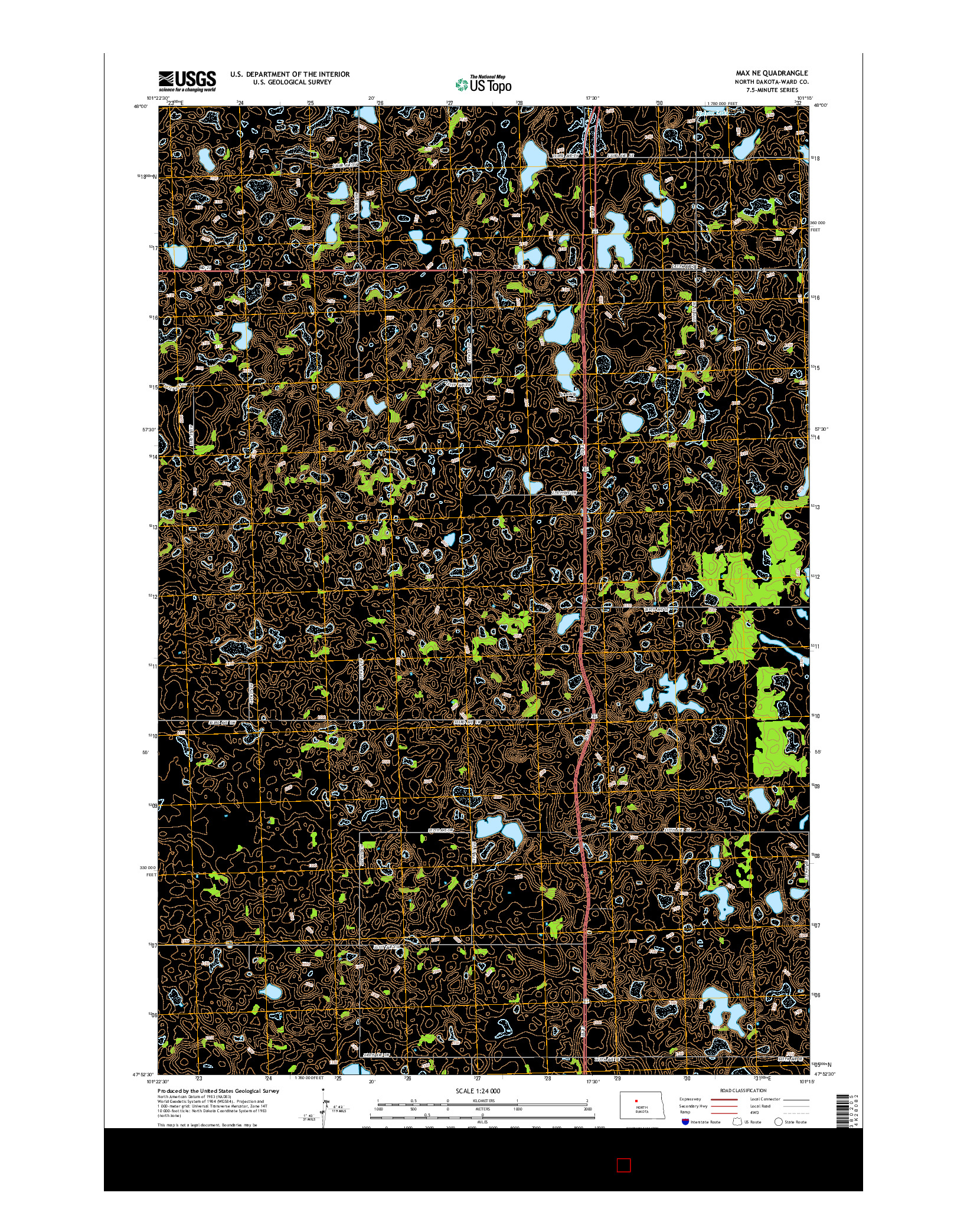 USGS US TOPO 7.5-MINUTE MAP FOR MAX NE, ND 2014