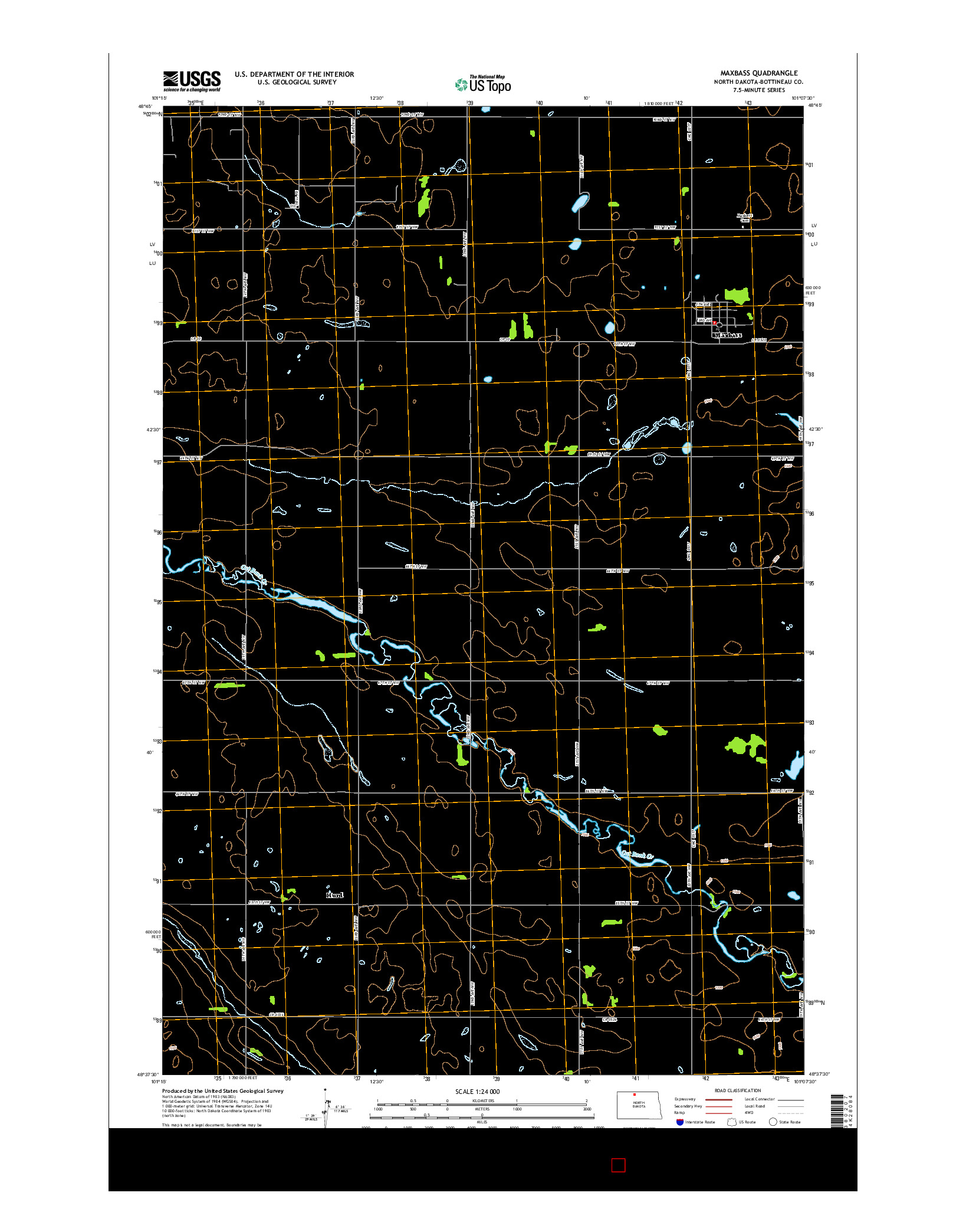 USGS US TOPO 7.5-MINUTE MAP FOR MAXBASS, ND 2014