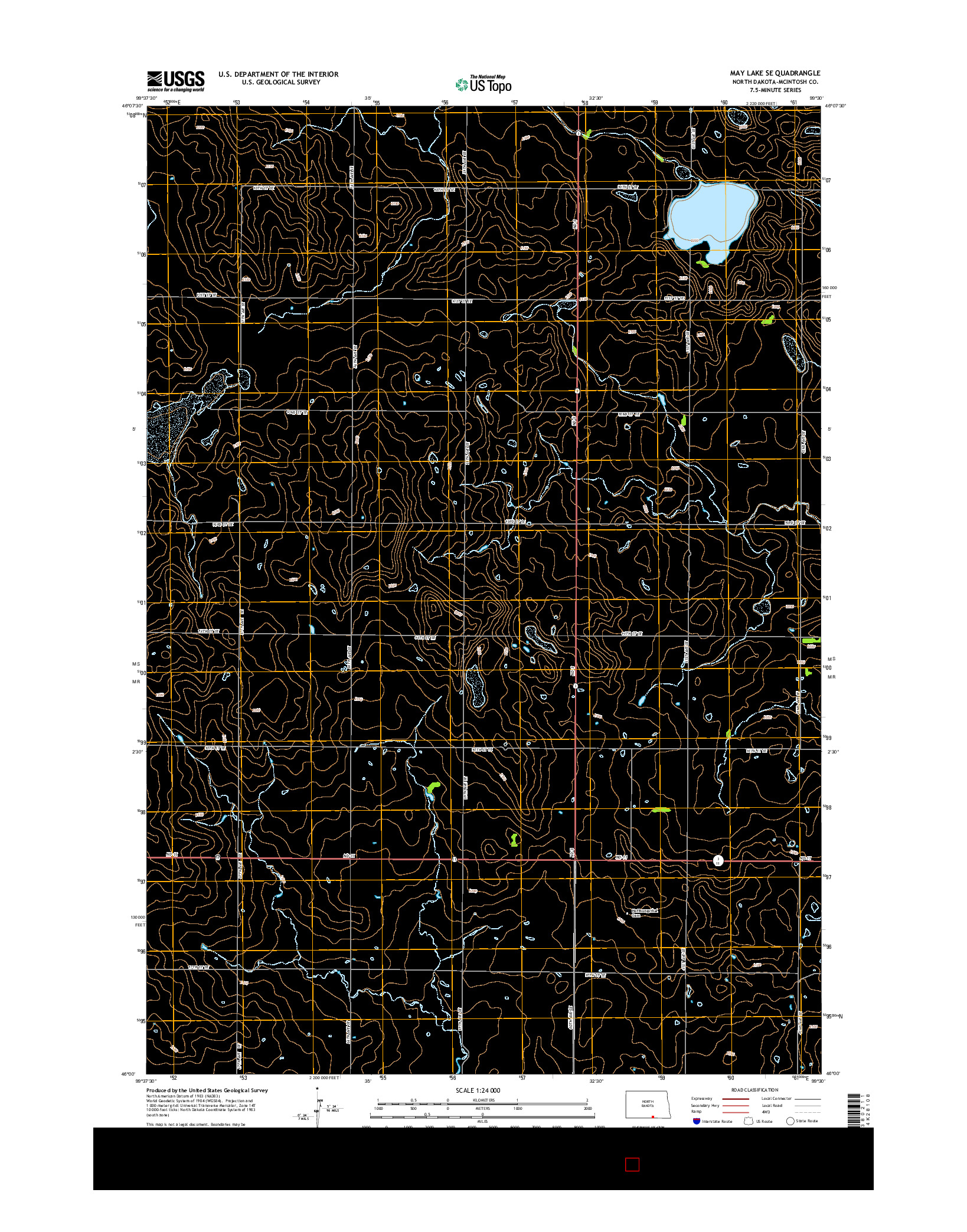 USGS US TOPO 7.5-MINUTE MAP FOR MAY LAKE SE, ND 2014