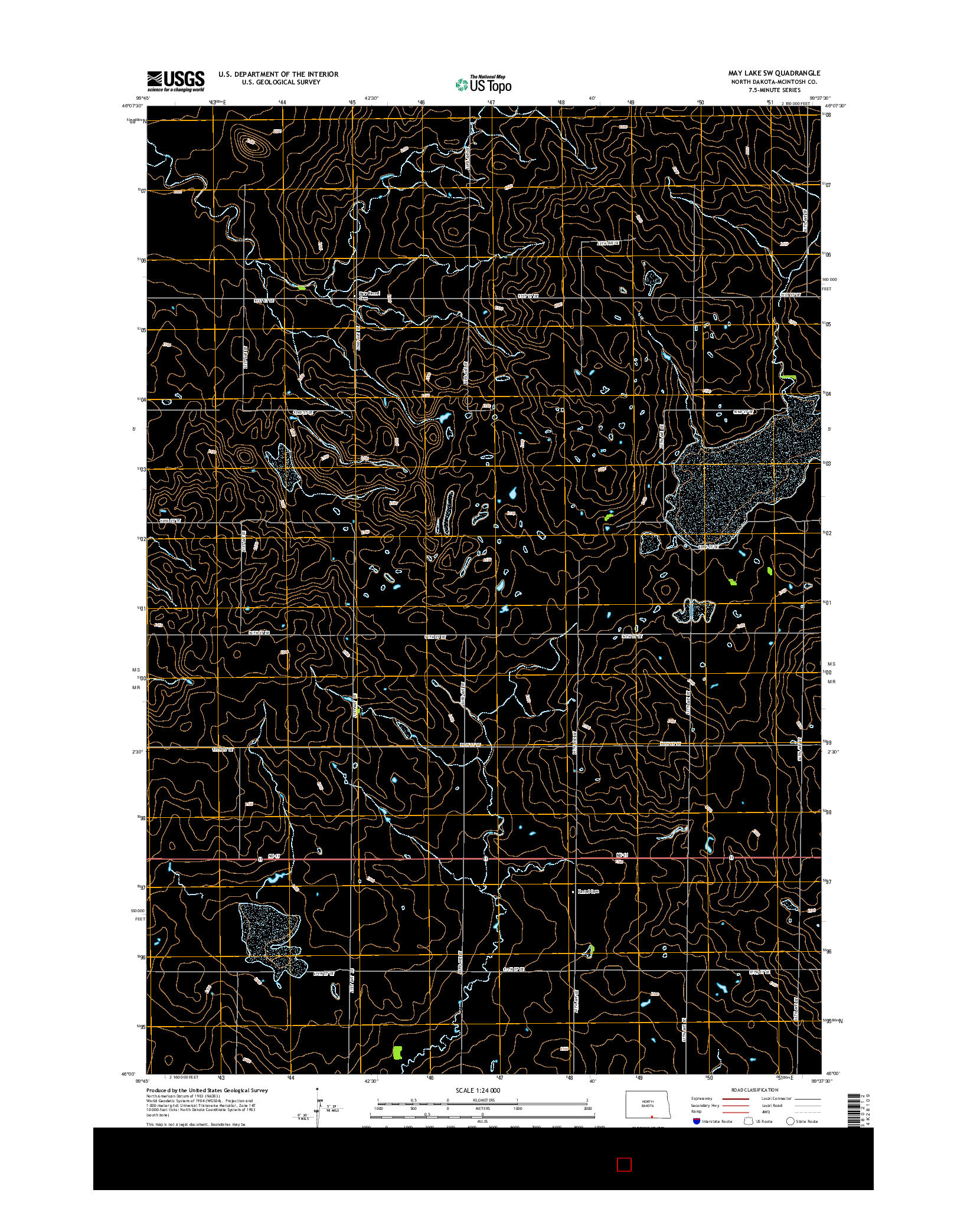 USGS US TOPO 7.5-MINUTE MAP FOR MAY LAKE SW, ND 2014