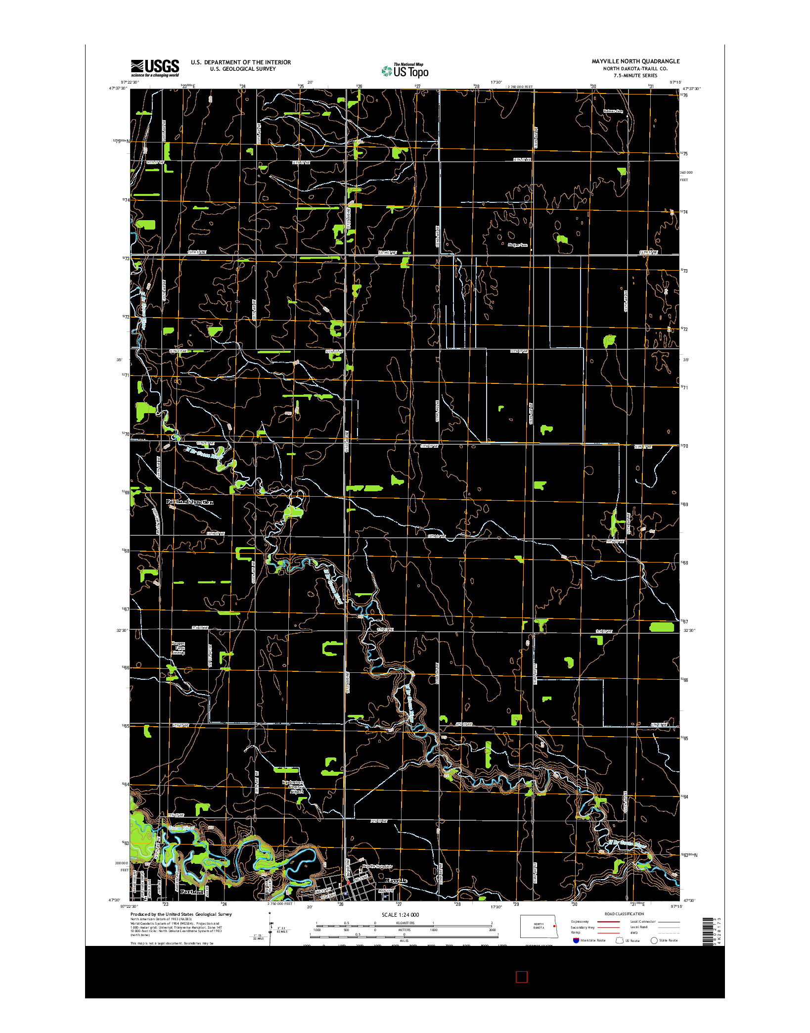 USGS US TOPO 7.5-MINUTE MAP FOR MAYVILLE NORTH, ND 2014