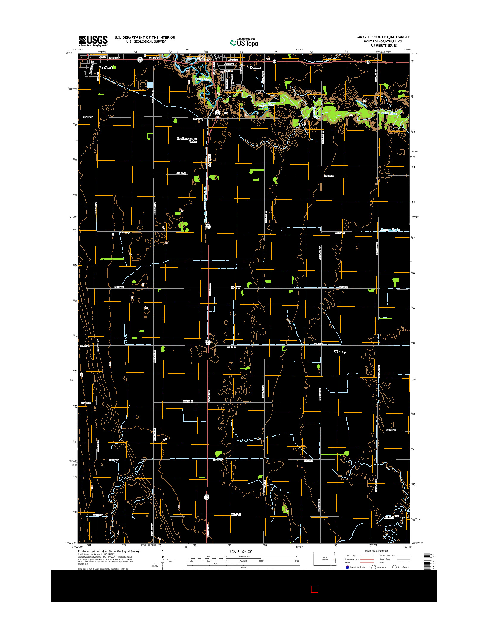 USGS US TOPO 7.5-MINUTE MAP FOR MAYVILLE SOUTH, ND 2014